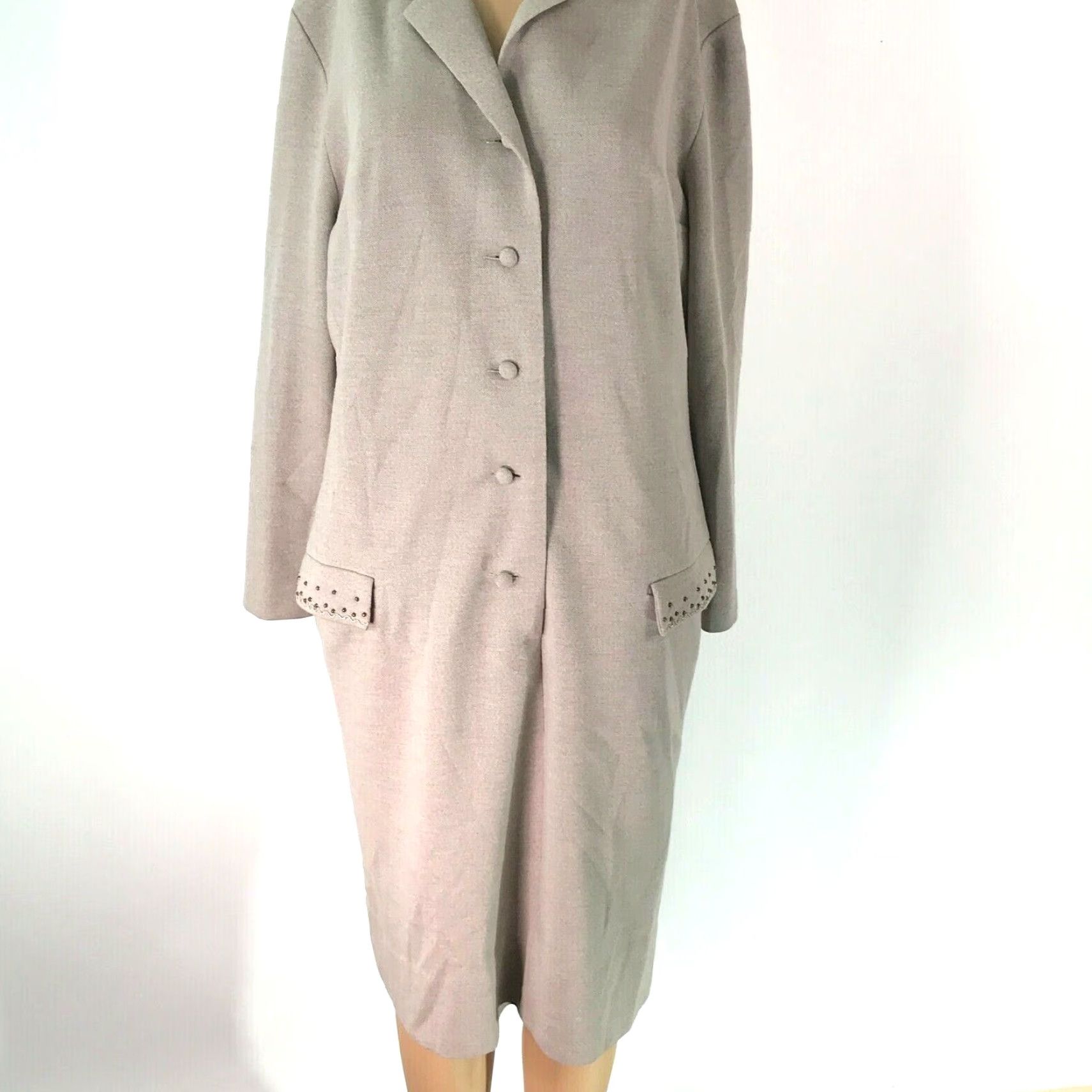 Vintage Jersey Wevenit Womens Shirt Dress Midi Gray Long Sleeve Collared Buttoned Dress Size 2/46 Size XS / US 0-2 / IT 36-38 - 2 Thumbnail