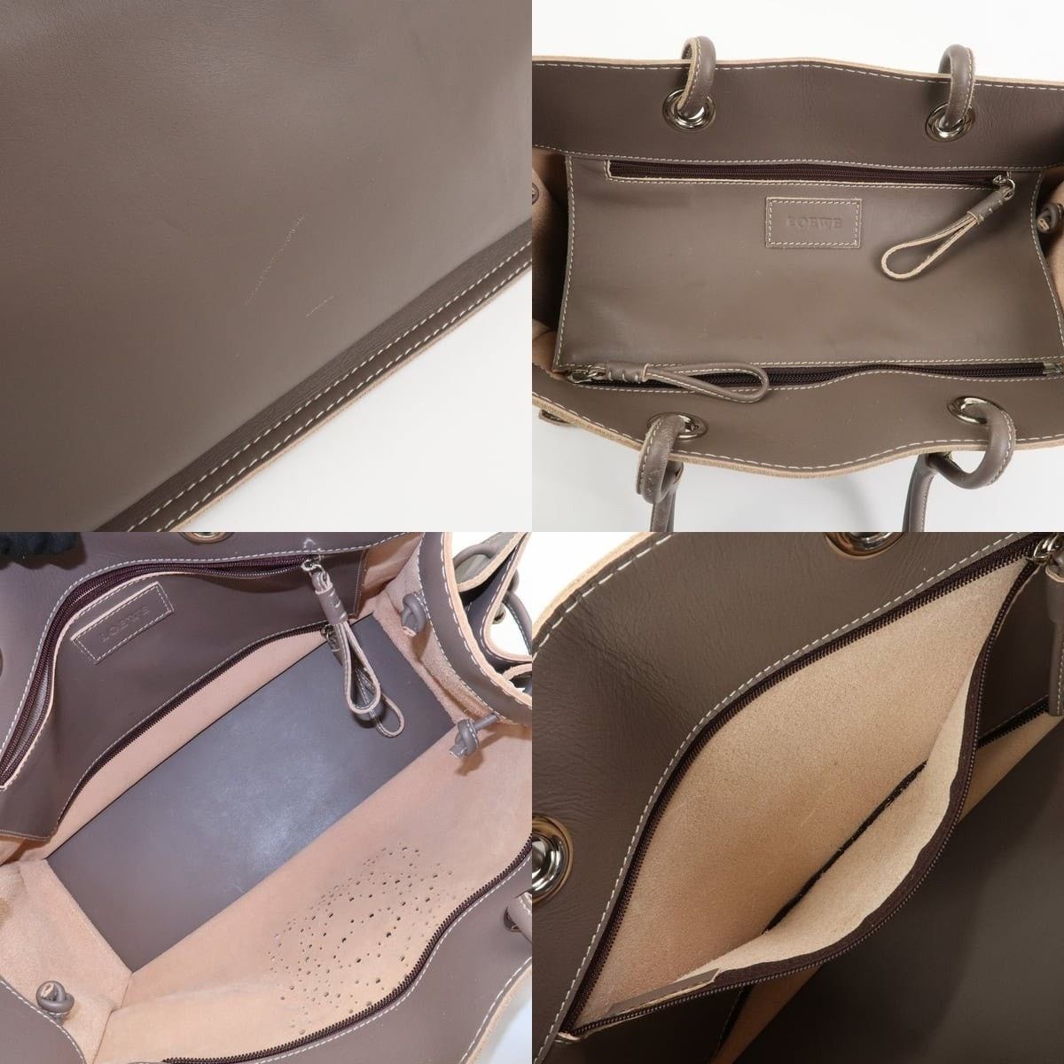 Loewe Loewe Anagram Logo Leather Shopper Tote Brown Size ONE SIZE - 7 Thumbnail