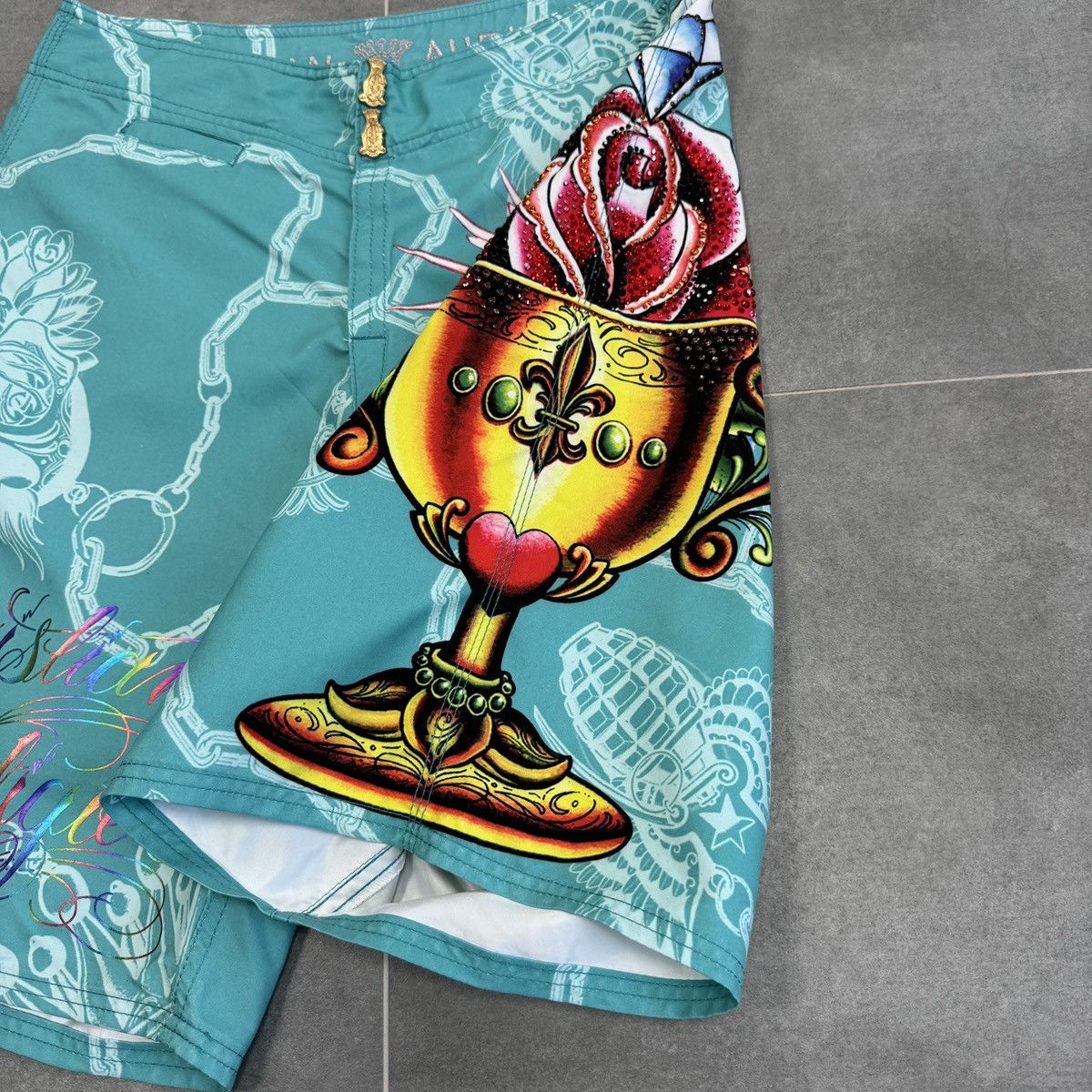 Christian Audigier Christian Audigier Surf Style Tattoo Y2K Board Men Shorts Size US 33 - 9 Thumbnail