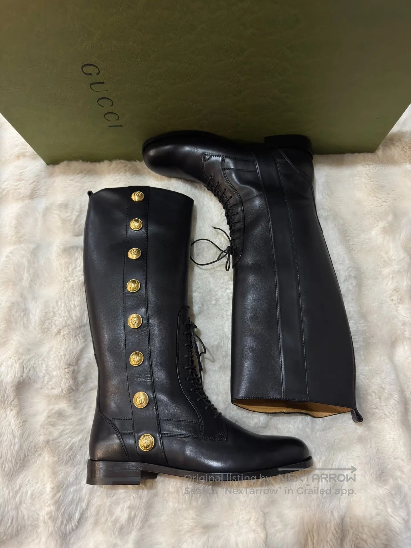 Gucci Guicci Black and Gold Men's Long Boots Cavalier Boots| Size US 9 / EU 42 - 5 Thumbnail