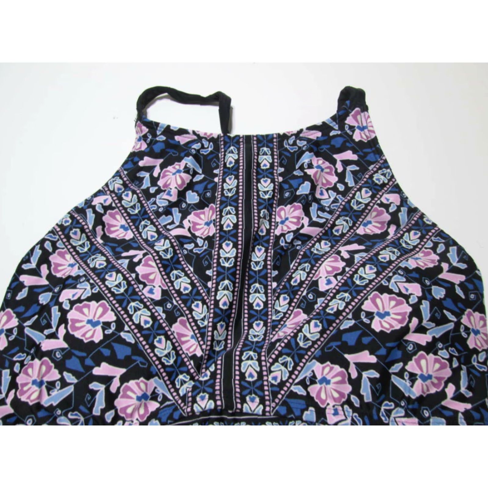 Mossimo Mossimo Womens One Piece Swimsuit Black Floral Adjustable Straps Size M Backless Spaghetti Strap Beach Sea Life Pattern Solid Womens Size ONE SIZE - 3 Thumbnail
