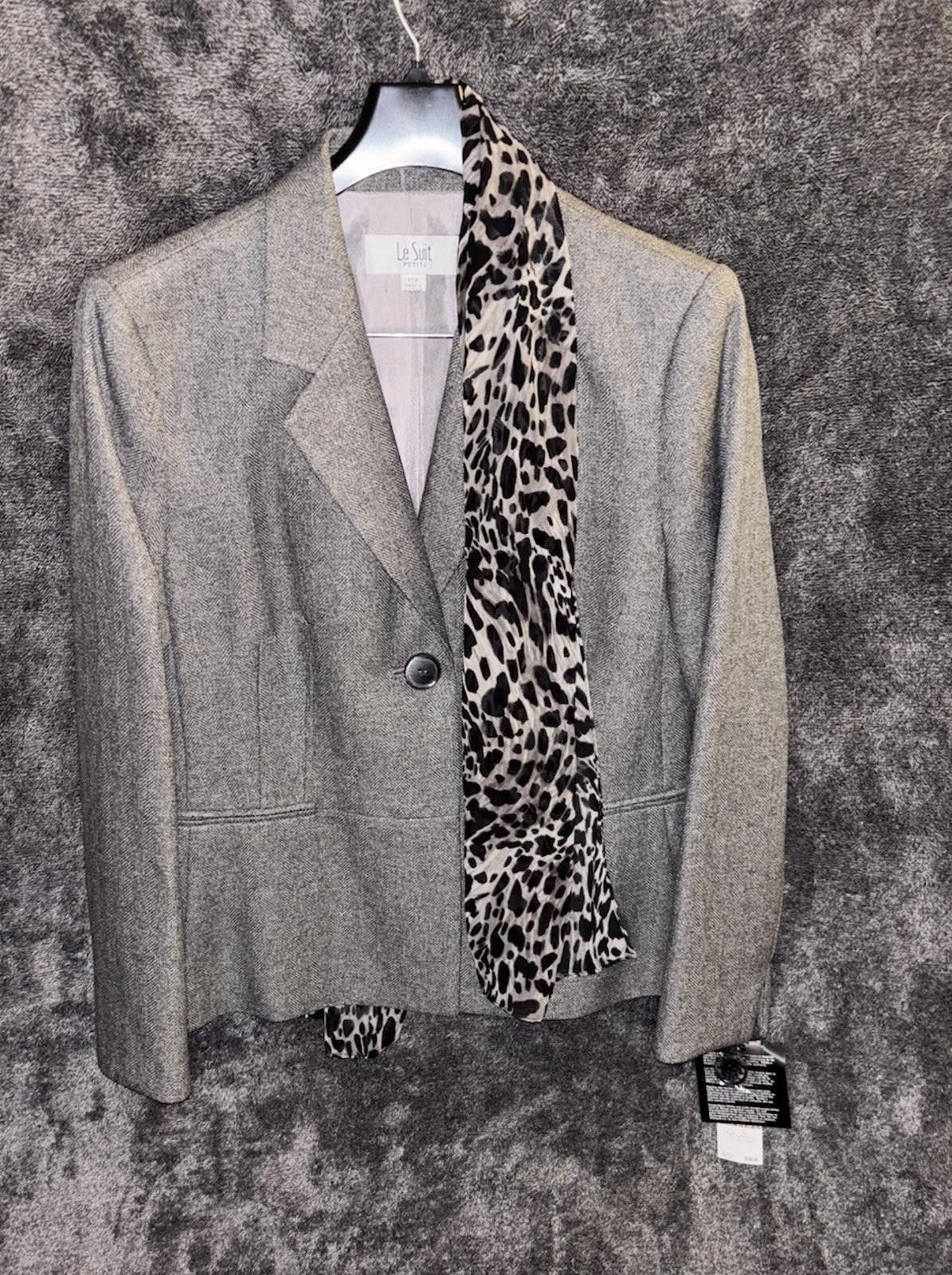 Subtle Le Nguyen Vintage Le Suit Petite Blazer W 12P Gray Herringbone Leopard Size XL / US 12-14 / IT 48-50 - 1 Thumbnail