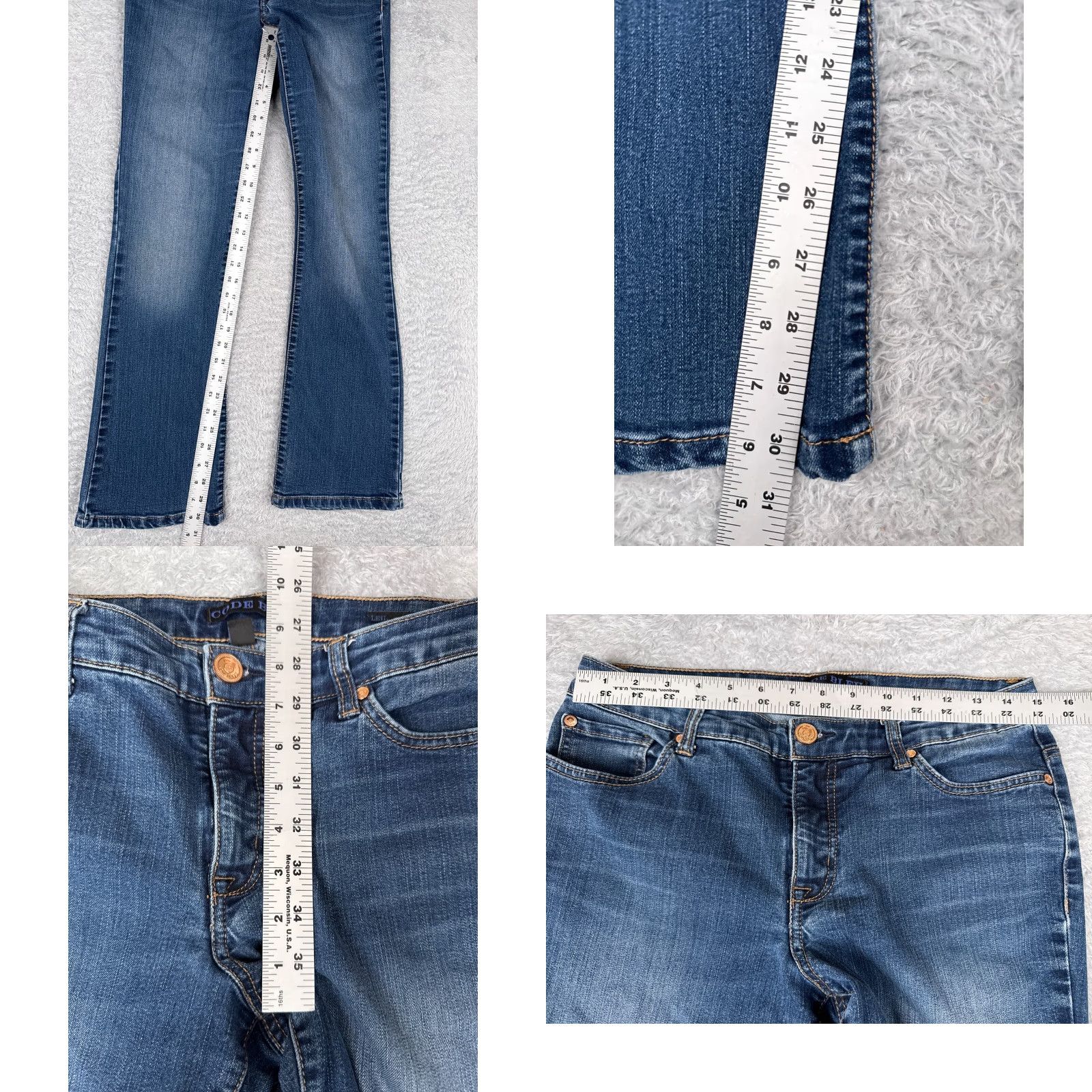 Vintage Code Bleu Jeans Women 6 Blue Denim Soleil Bootcut Low Rise Cotton Blend 30x31 Size 28" / US 6 / IT 42 - 8 Thumbnail