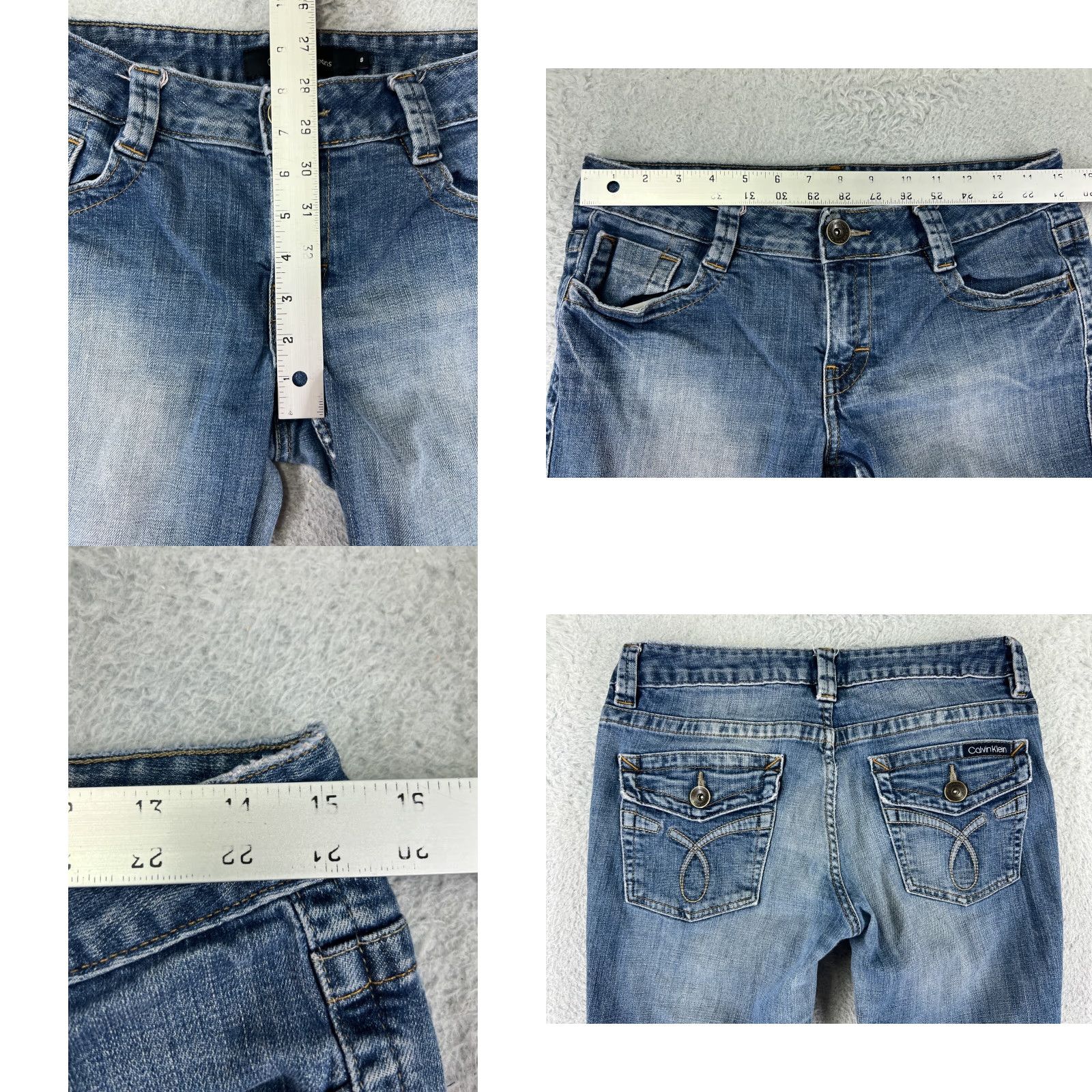Calvin Klein Calvin Klein Jeans Women 8 Blue Bootcut Denim Cotton Blend Embroidered 5-Pocket Regular Stretch Size 30" / US 8 / IT 44 - 9 Thumbnail