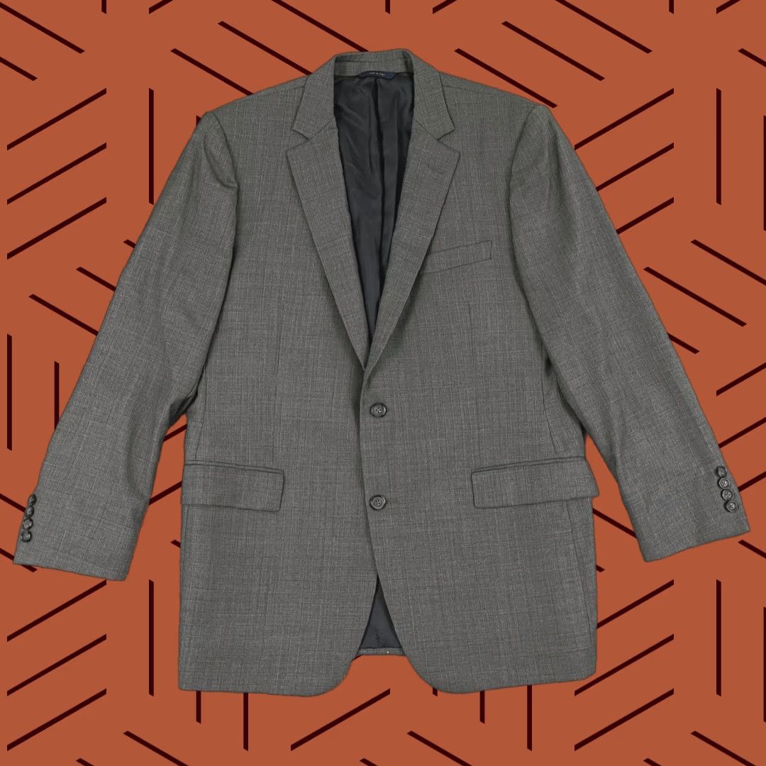 Brooks Brothers VINTAGE Brooks Brothers Sport Coat Men 44L Fitzgerald Saxxon Wool Gray Windowpane Blazer Size 44R - 1 Thumbnail