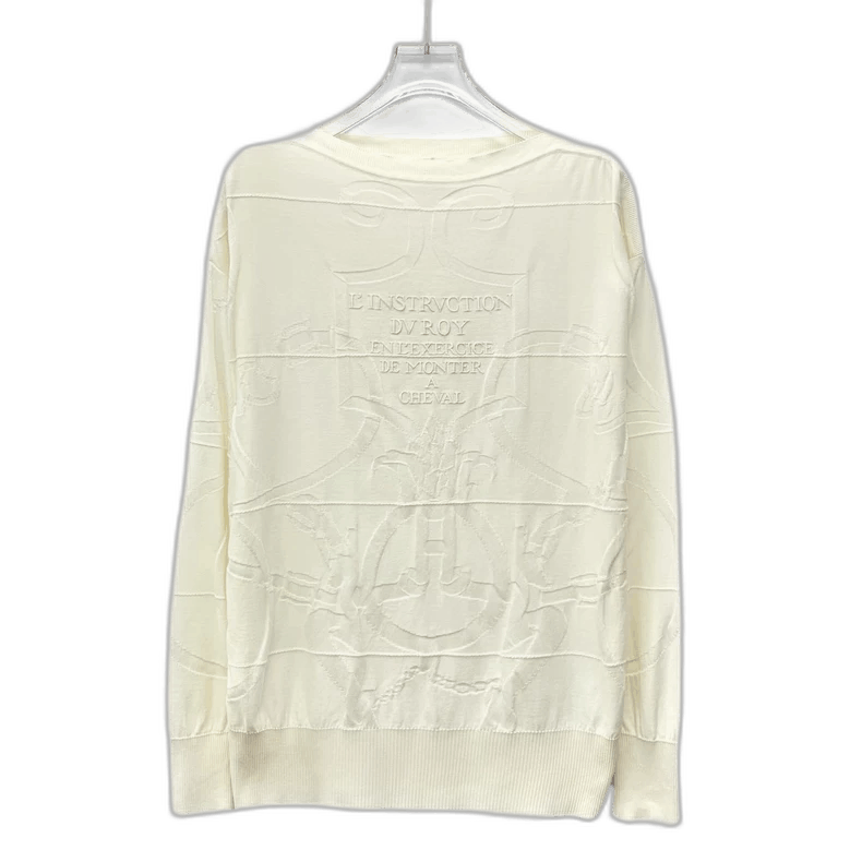 Hermes Beige Letter Patterned Knit Long Sleeve Top Size US XXS / EU 40 - 1 Thumbnail