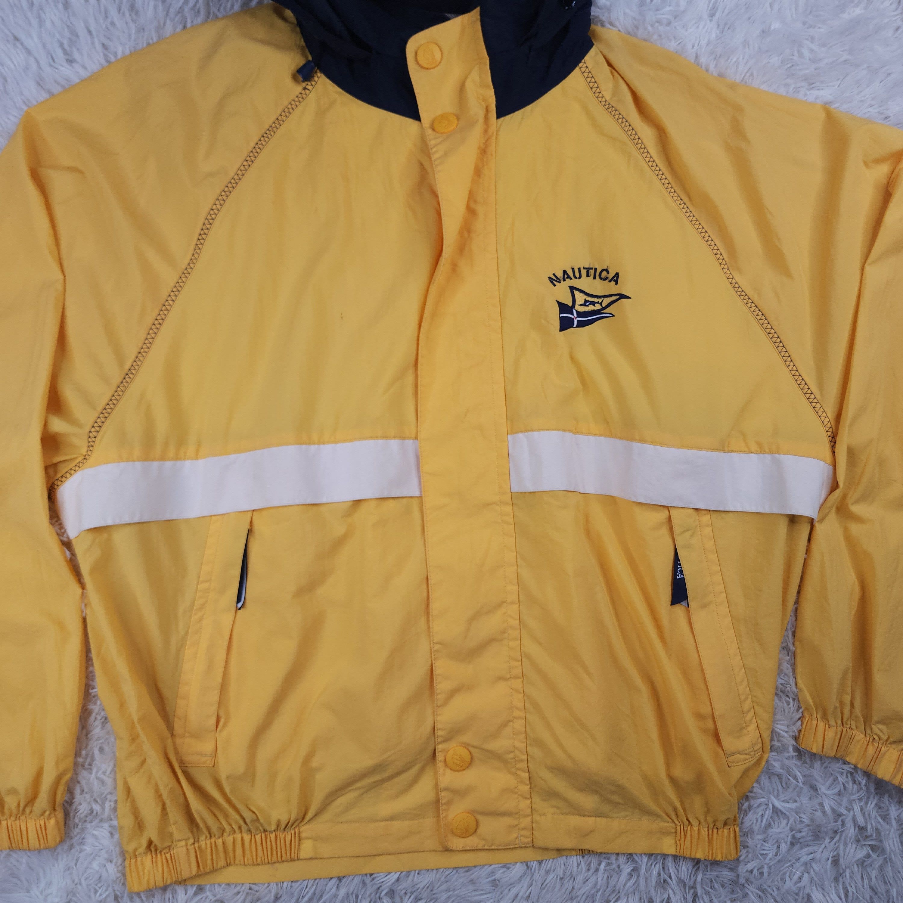 Nautica Vintage Nautica full zip yellow windbreaker hoodied jacket Size US XL / EU 56 / 4 - 4 Thumbnail