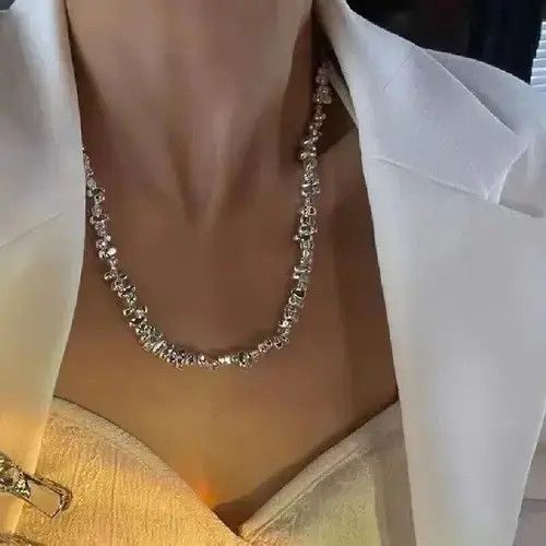 Jewelry Irregular Metal Block Choker Necklace Size ONE SIZE - 2 Thumbnail