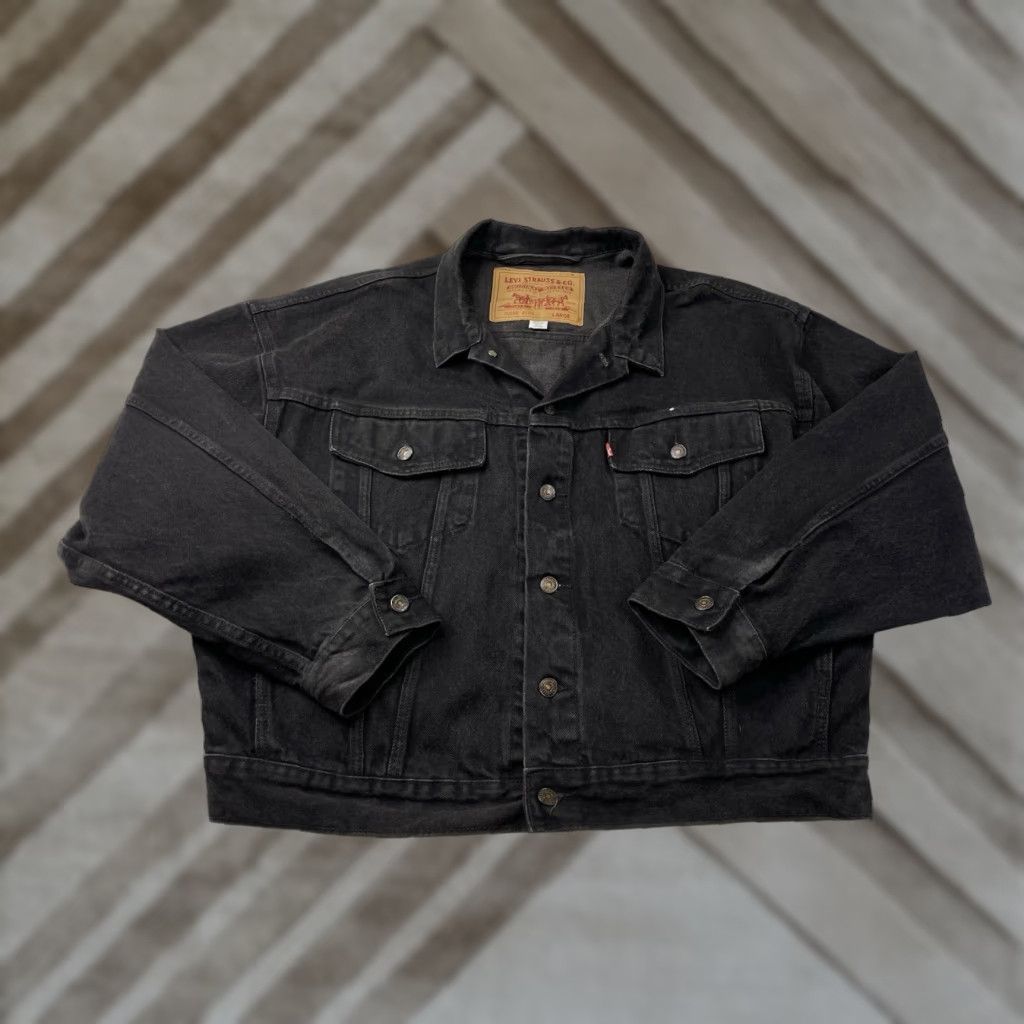 Levi's VINTAGE Levi's Trucker Jacket Black Denim 90s 4159 70598 Men's Large Boxy Size US L / EU 52-54 / 3 - 1 Thumbnail