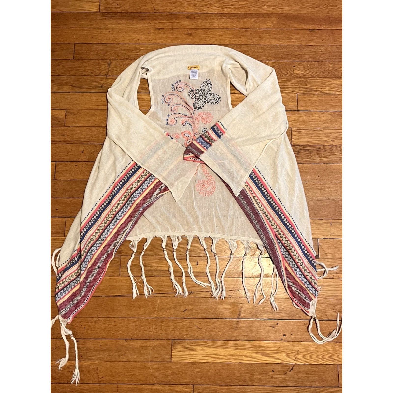 Anthropologie Anthropologie Lulumari Open Cardigan Sweater Women’s M / L White Bohemian Embroidered Sleeveless V-Neck Knit Cardigan Casual Travel Size L / US 10 / IT 46 - 2 Thumbnail