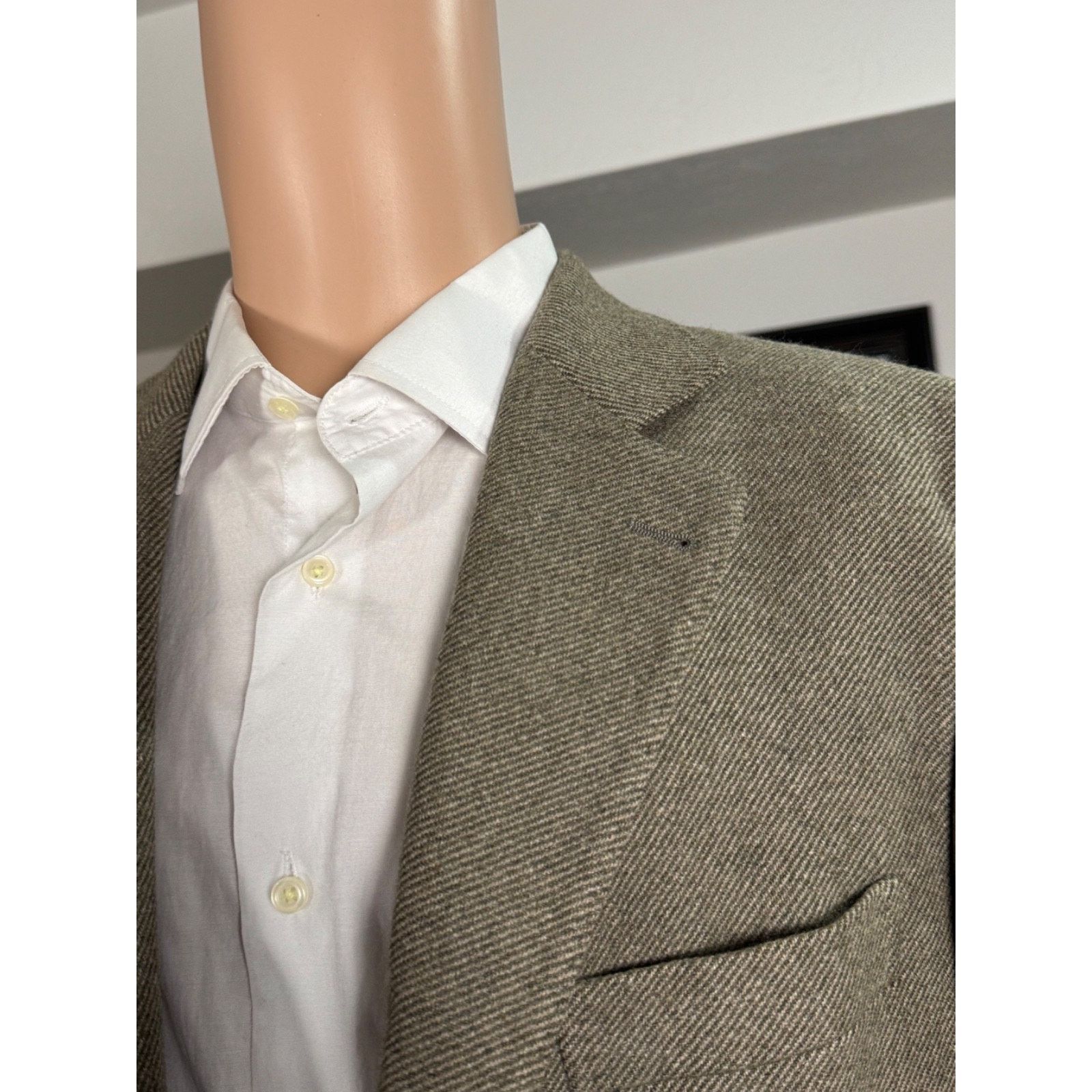Brunello Cucinelli Brunello Cucinelli Olive Taupe Cashmere Flannel Blazer 44R Size 44R - 5 Thumbnail