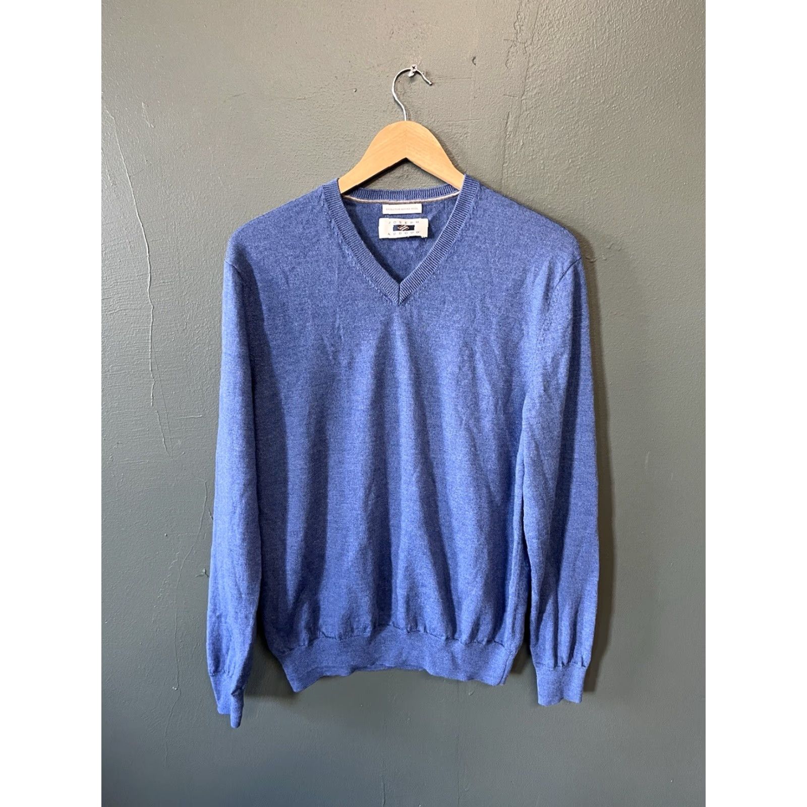 Joseph Abboud Joseph Abboud Mens Sweater V-Neck Pullover Wool Blue L Full Size Large Size US L / EU 52-54 / 3 - 2 Thumbnail