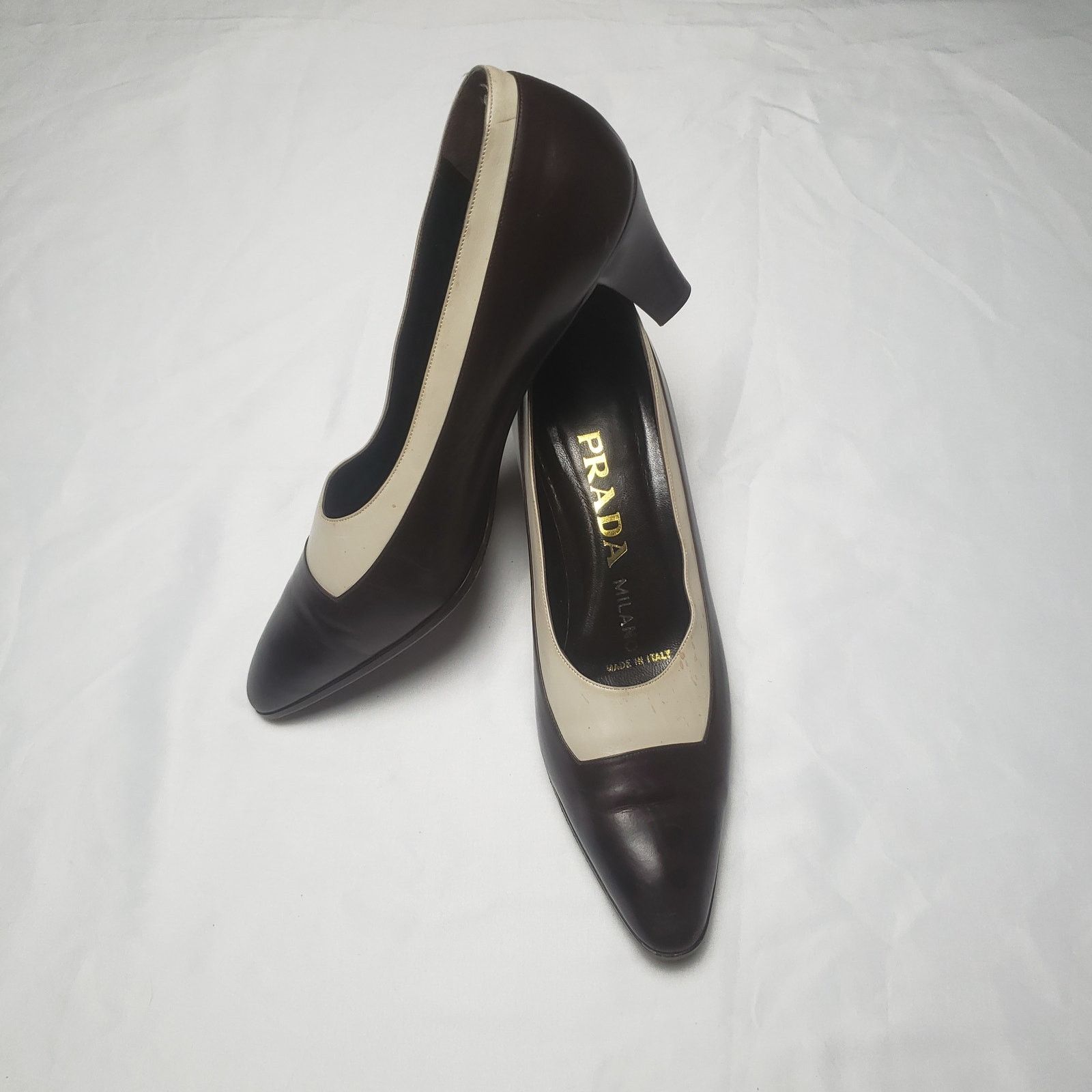 Prada Vintage Prada leather Heels tan and brown Size US 8 / IT 38 - 17 Thumbnail