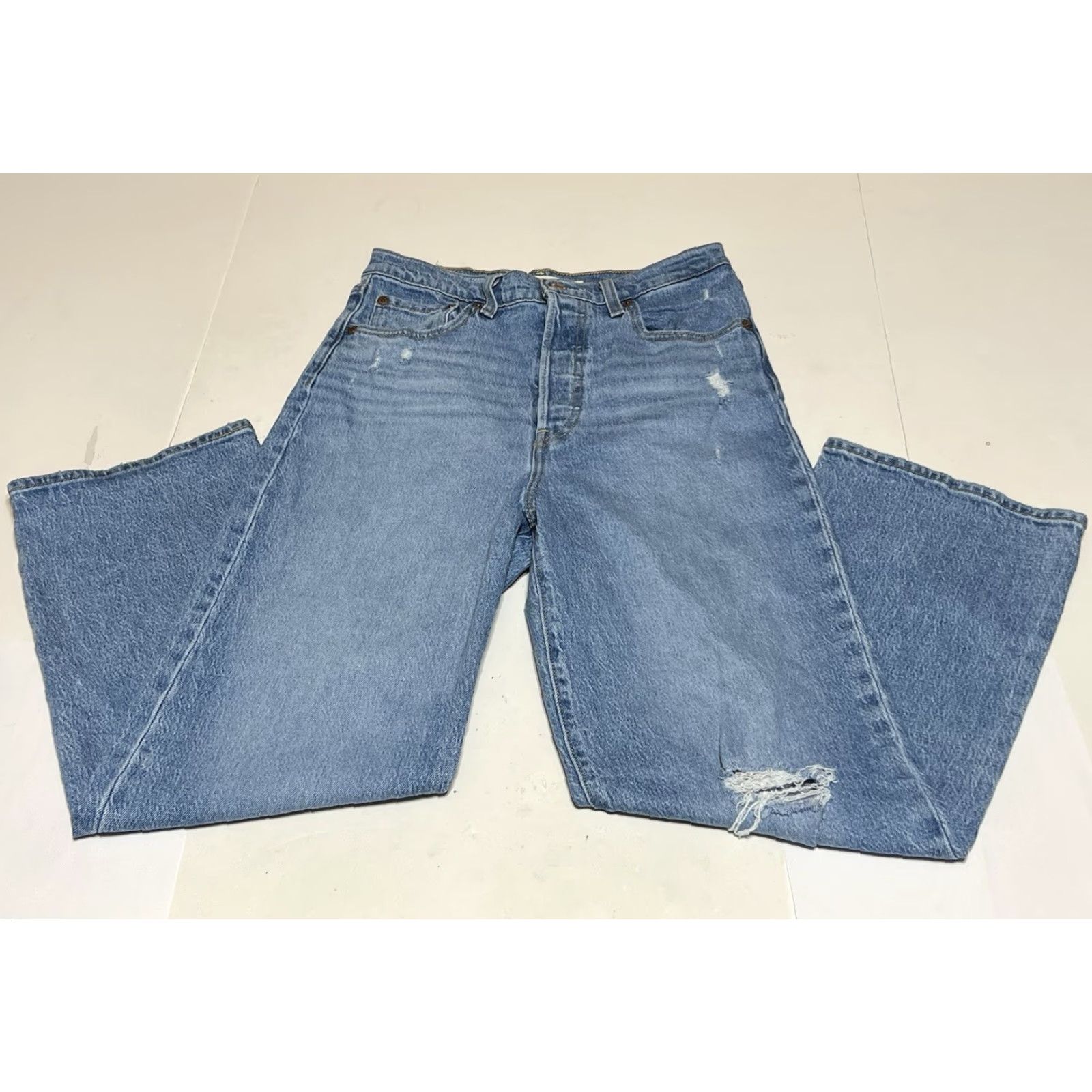 Levi's Levi's Jeans Women Ribcage Straight Ankle 27x26 Blue Denim 5-Pocket Button Closure High Rise Regular Fit Levi's Logo Size 27" / US 4 / IT 40 - 2 Thumbnail