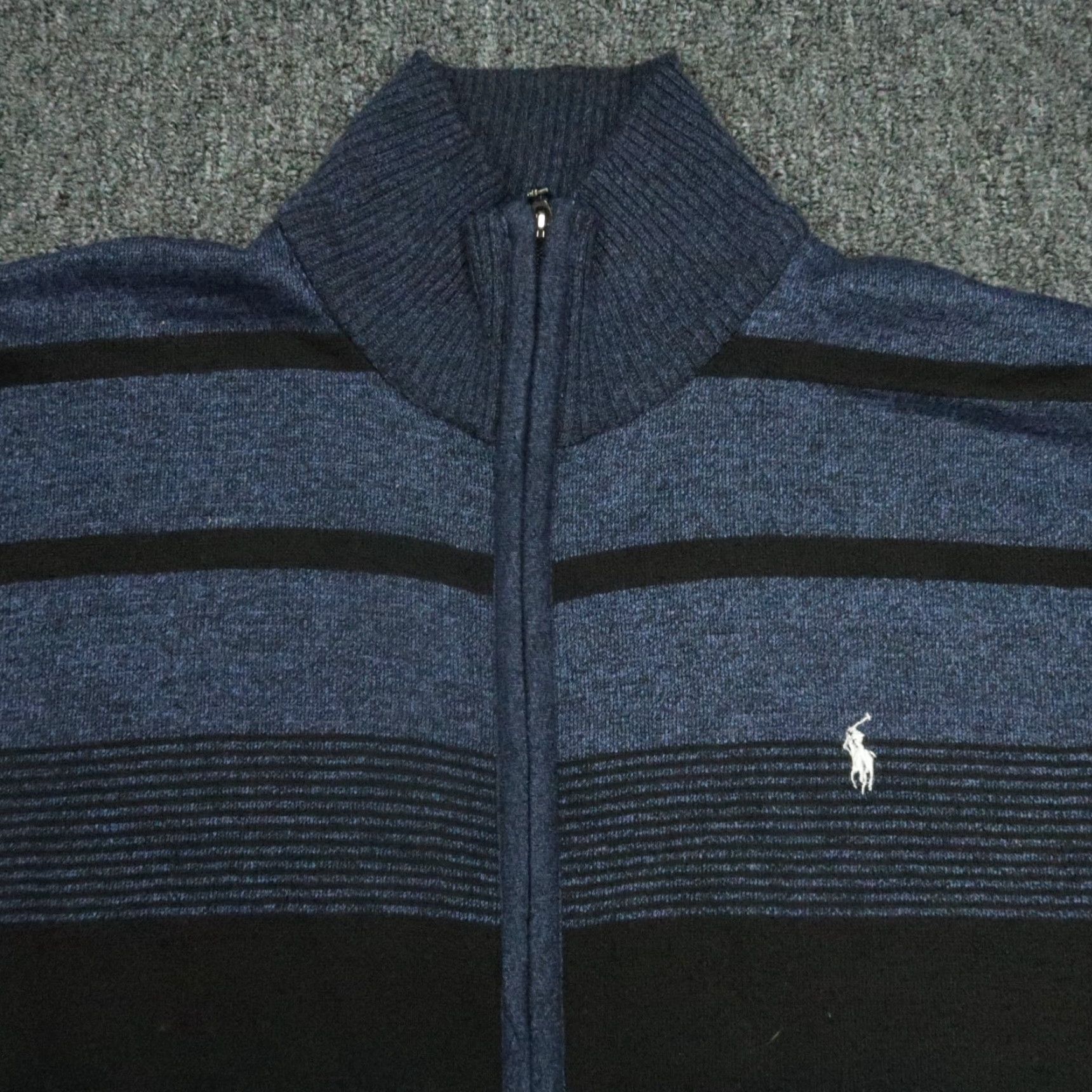 Polo Ralph Lauren VINTAGE Polo Ralph Lauren Sweater Shirt Men XL Blue Black Striped 1/4 Zip All Seasons Pullover Gift Ideas Mens Size US XL / EU 56 / 4 - 2 Thumbnail