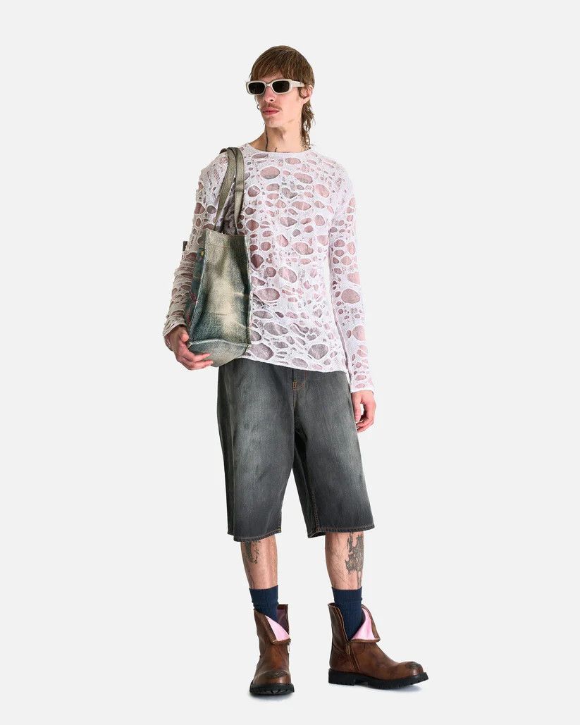 Acne Studios o1s1v1r1oon0825 Sheer Knitwear Long Sleeve in White/Pink Size US M / EU 48-50 / 2 - 4 Thumbnail