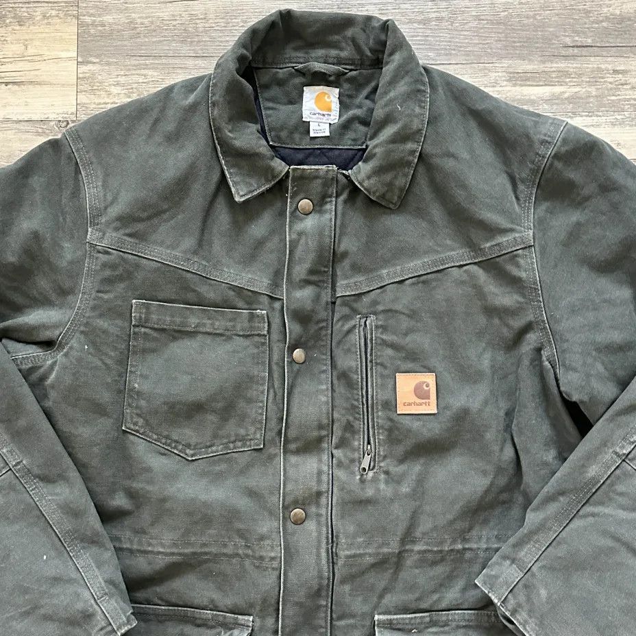 Carhartt Vintage Carhartt 100110316 Olive Green Chore Barn Coat Size US L / EU 52-54 / 3 - 3 Thumbnail