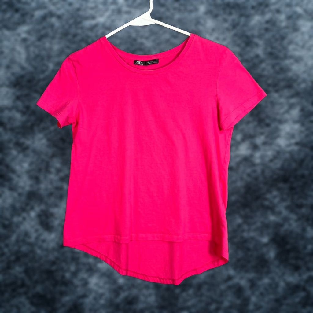 Zara Zara Womens Pink Short Sleeve Cotton T-Shirt Size S Adults Womens Small Shirt Size S / US 4 / IT 40 - 1 Thumbnail