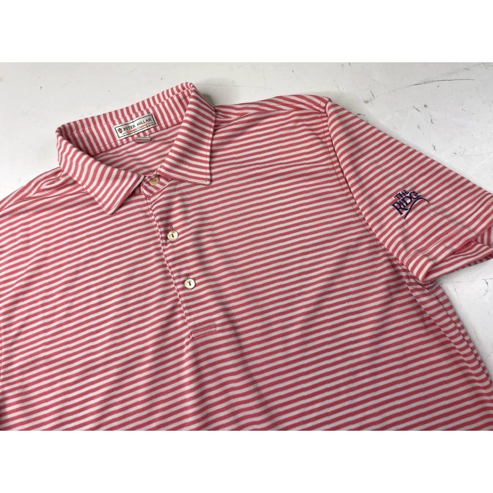 Peter Millar Peter Millar Summer Comfort Polo Pink Striped Regular Short Sleeve Med M Men Golf Casual Workwear Performance Shirt Size US M / EU 48-50 / 2 - 2 Thumbnail