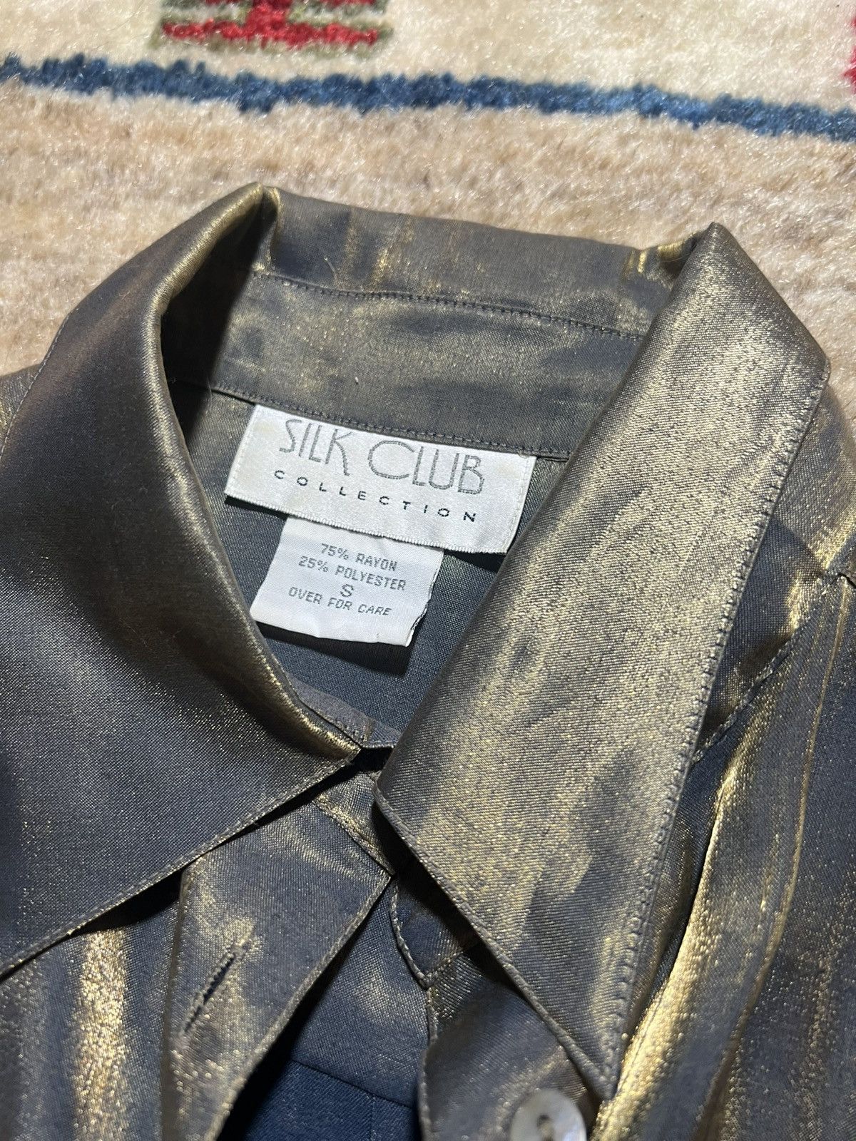 Vintage Blue/gold shimmer blouse 🪲 Size S / US 4 / IT 40 - 3 Thumbnail