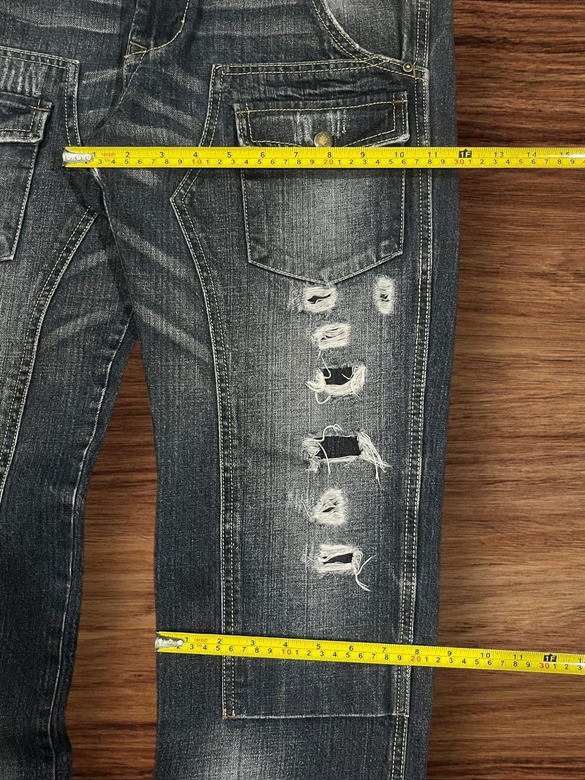 Japanese Brand × Le Grande Bleu (L.G.B.) × Tornado Mart Vintage Japanese Double Knee Multi Pocket Distressed Jeans Size US 31 - 16 Thumbnail