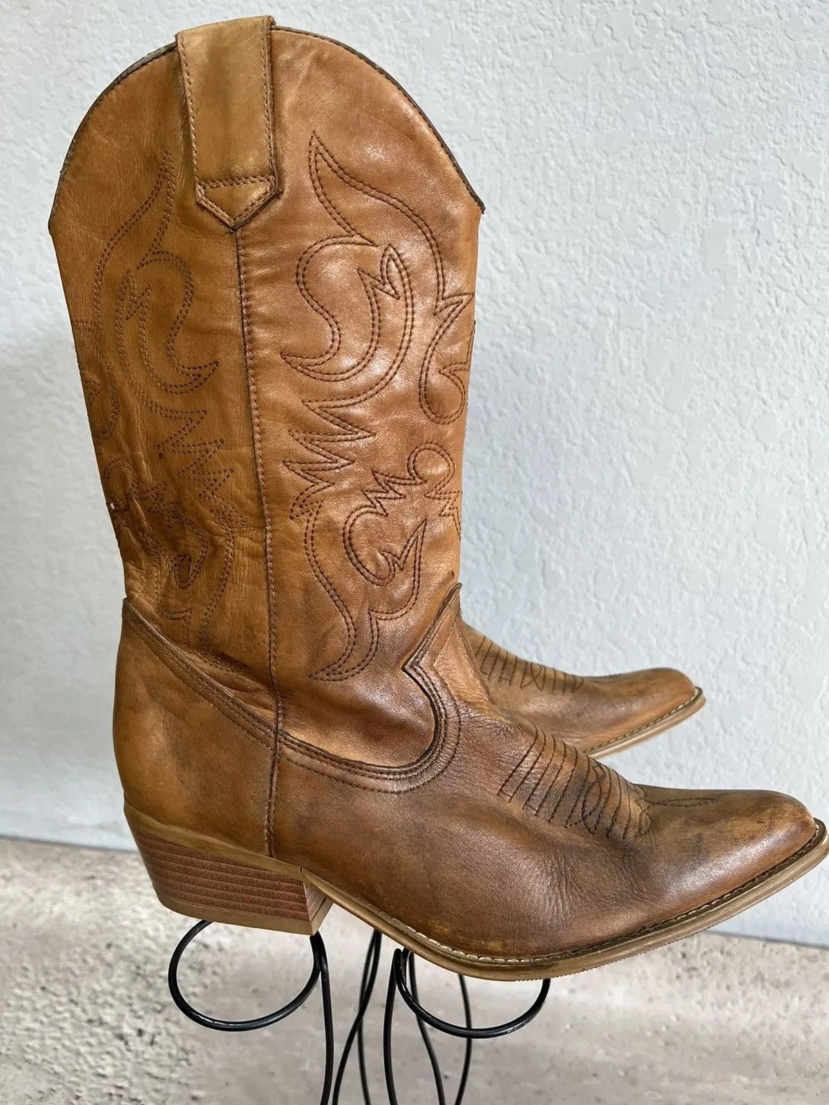 Western Rise Vintage western guidi style moto leather boots brown 90s Size US 8 / EU 41 - 4 Thumbnail