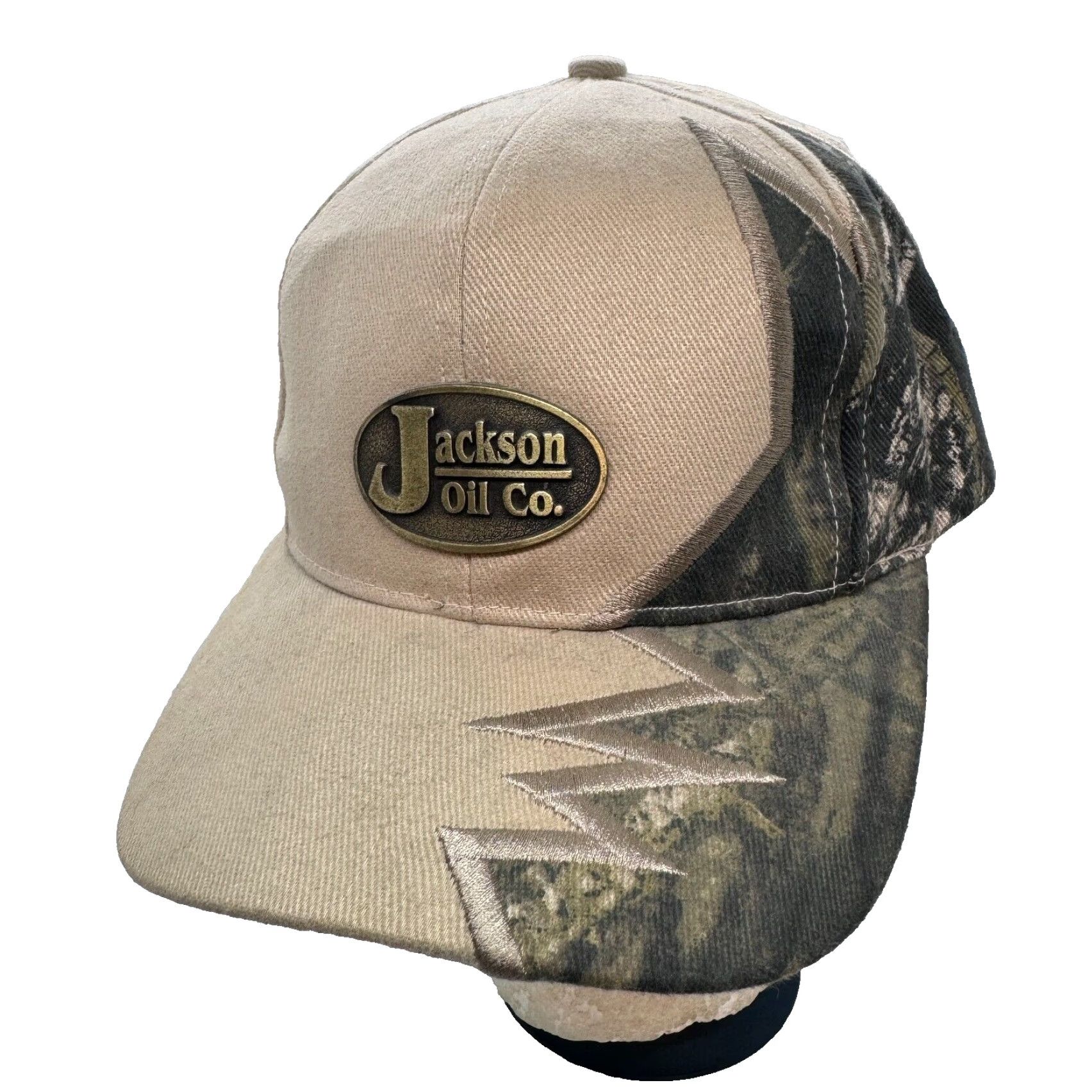 Katin Jackson Oil Co. Camo Shark Teeth Strapback Hat Medallion Logo Adjustable Mens Size ONE SIZE - 2 Thumbnail