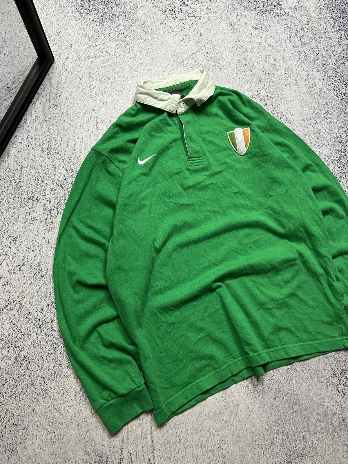 Nike × Vintage Rare Vintage Nike Ireland Polo Long-Sleeve Small Swoosh Size US L / EU 52-54 / 3 - 3 Thumbnail
