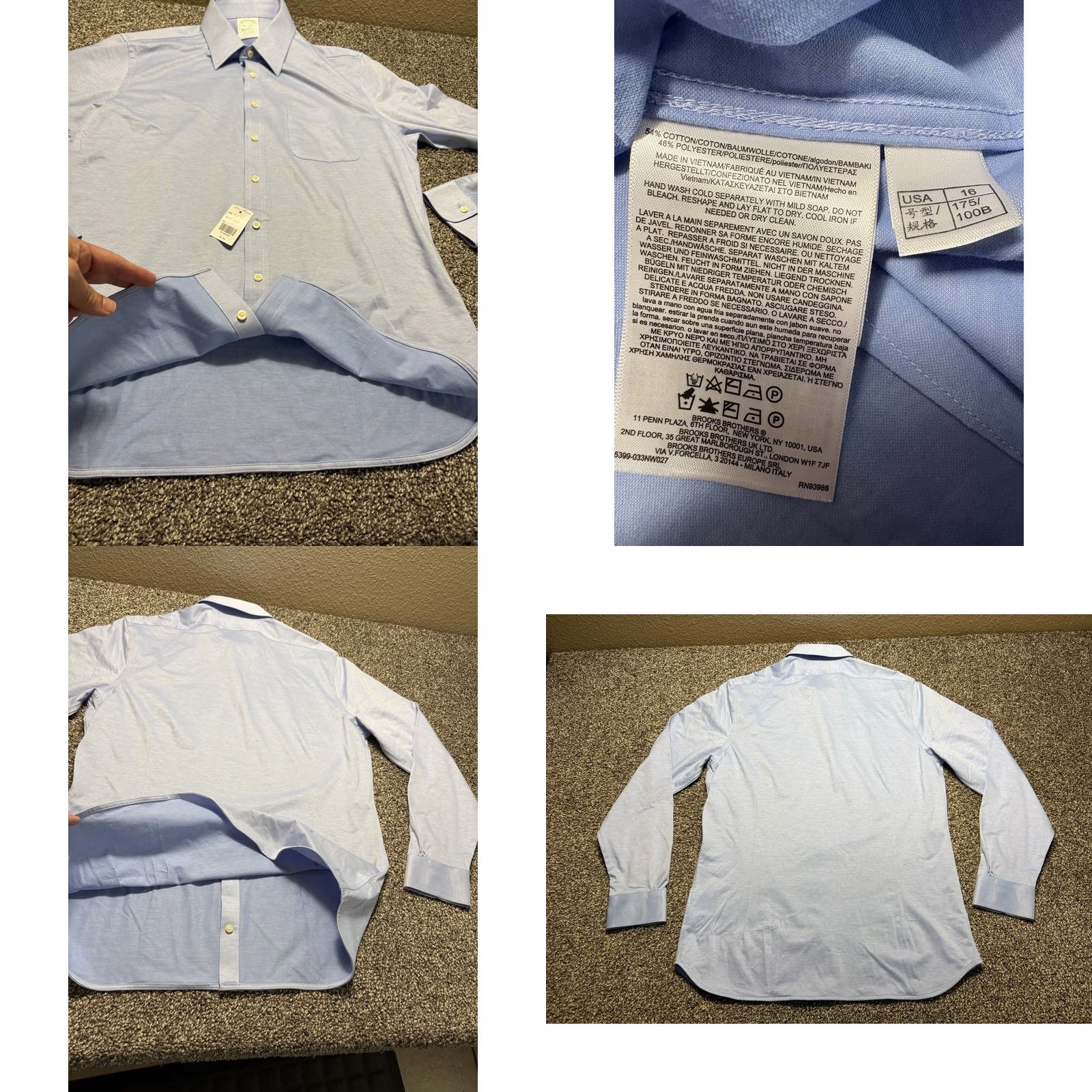 Brooks Brothers Brooks Brothers Milano Shirt Mens 16 Blue Button-Down Cotton Knit Dress Shirt Long Sleeve Size US L / EU 52-54 / 3 - 8 Thumbnail