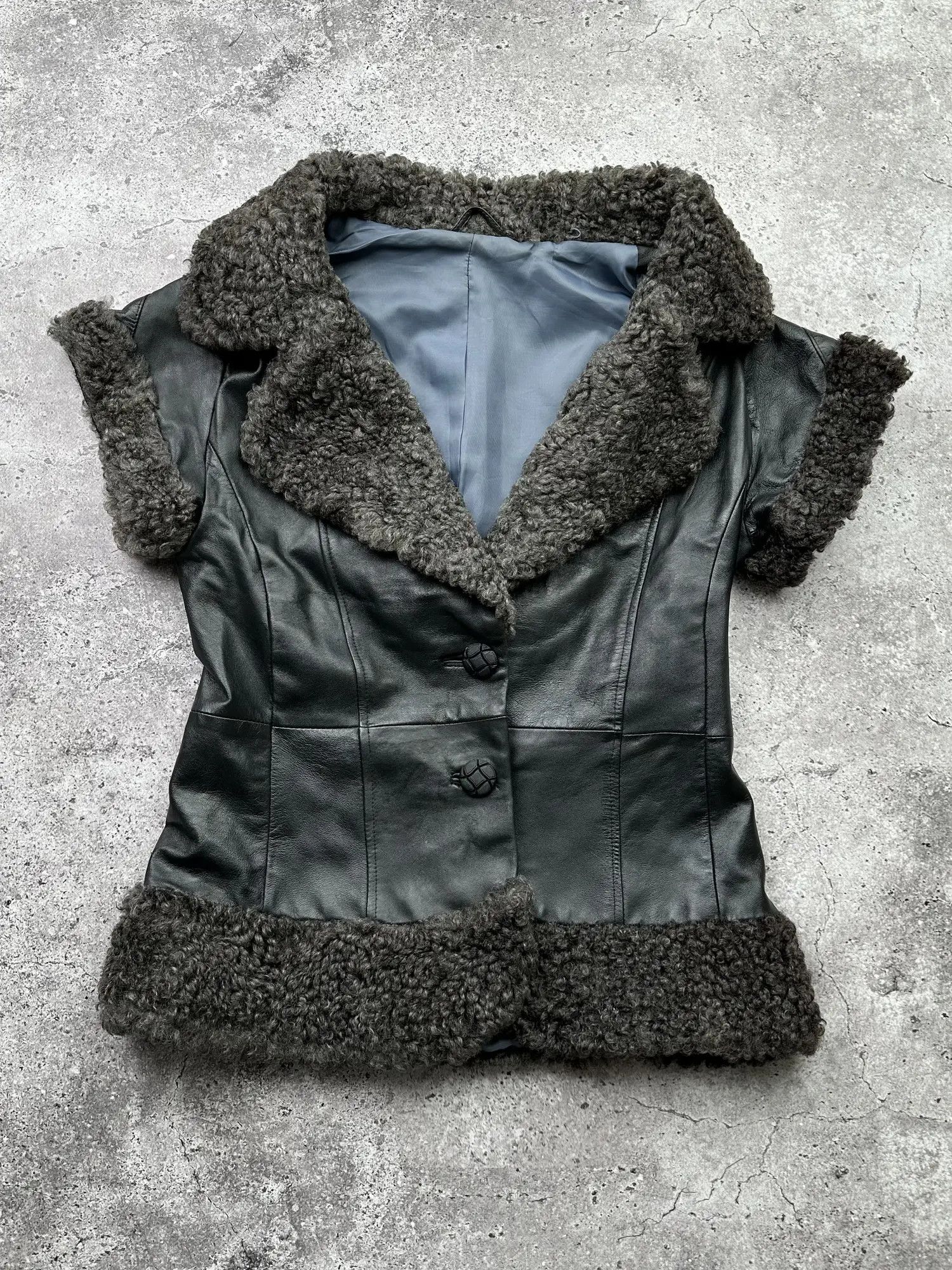 image of Genuine Leather x Leather Jacket Vintage Real Sheepskin/leather Vest in Black, Women's (Size Medium