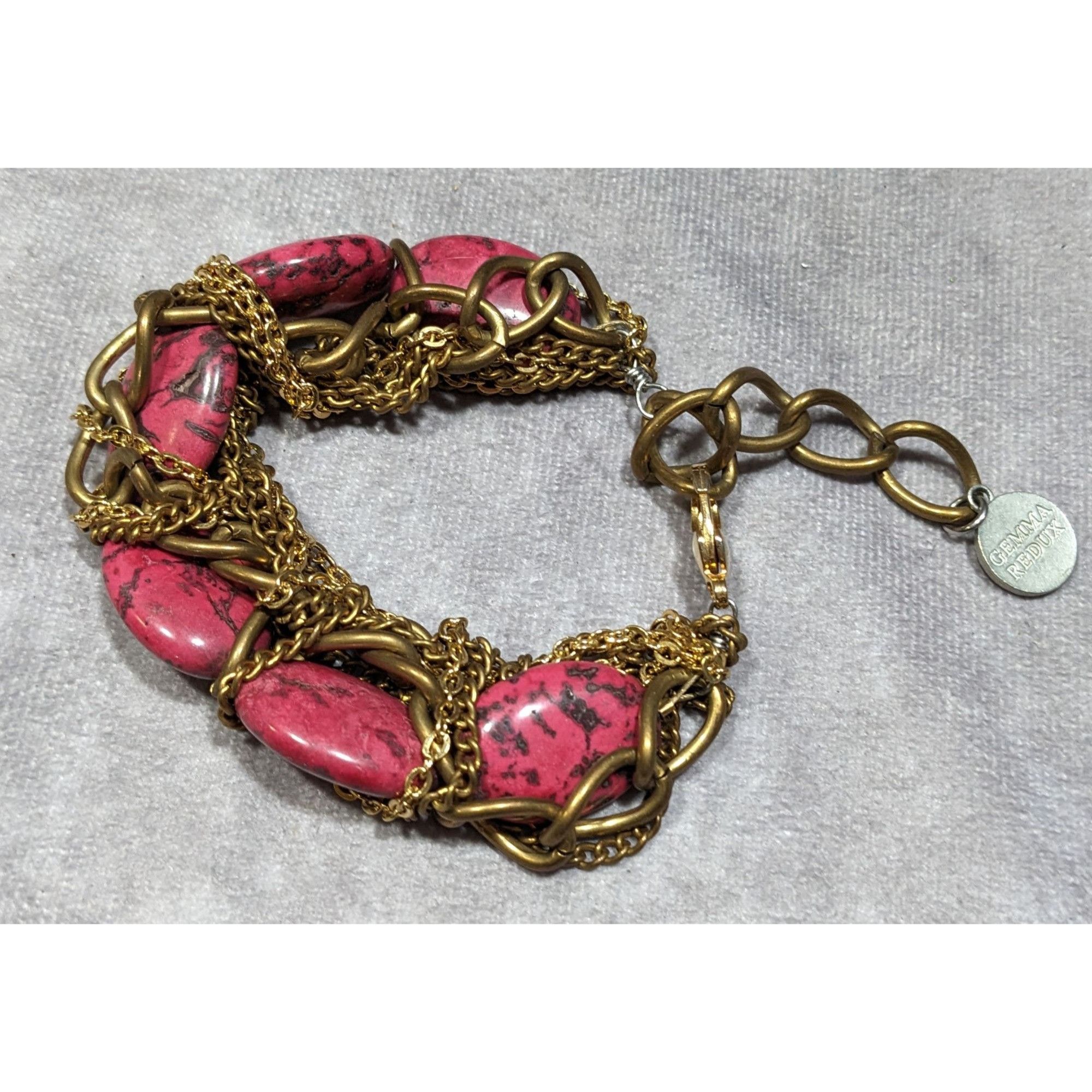 Other Gemma Redux HTF Pink Stone And Gold Tone Chain Bracelet Size ONE SIZE - 5 Thumbnail