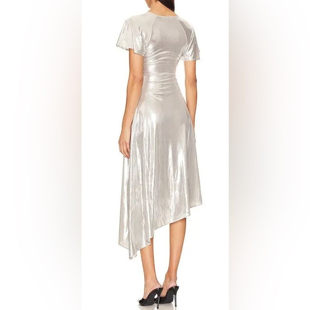 WeWoreWhat NWT WEWOREWHAT Asymmetrical Silver Cut-out Dress - large Size L / US 10 / IT 46 - 2 Thumbnail
