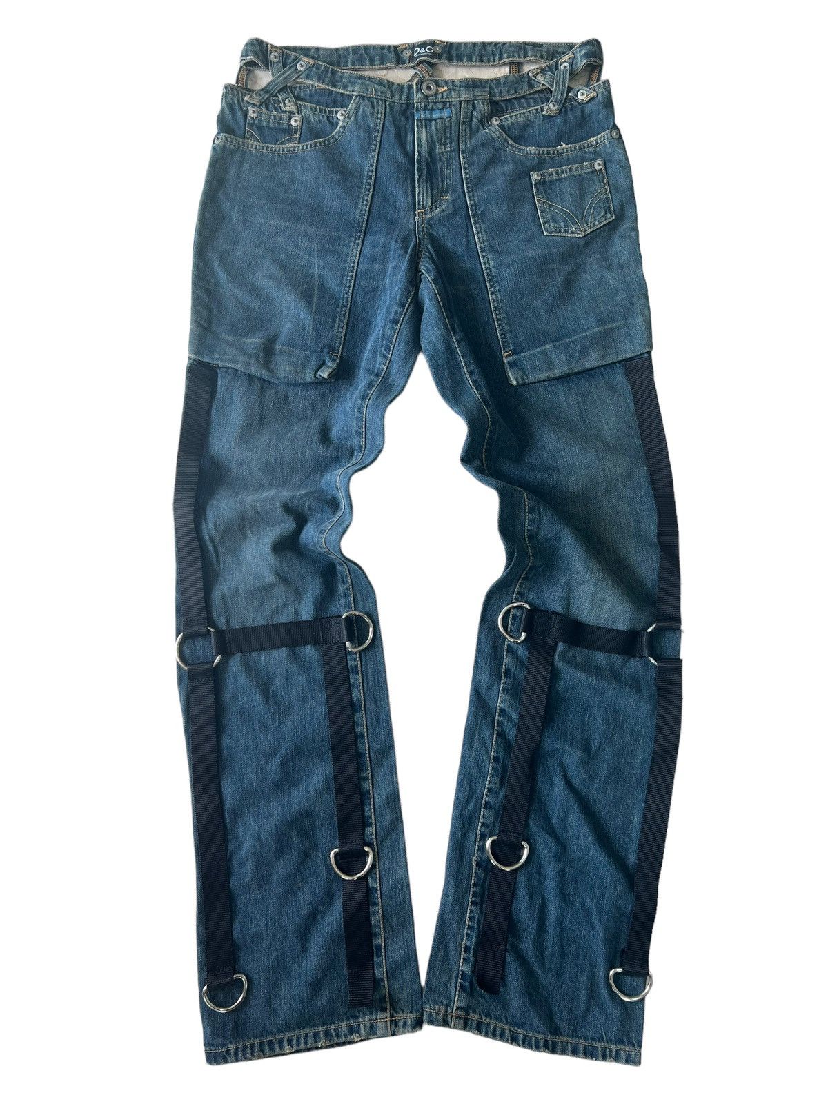Dolce & Gabbana AW03 Harness Denim Carpenter Hanging Waist