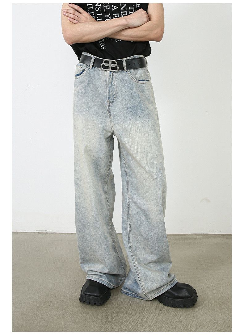 Jean American retro washed men's loose casual straight jeans Size US 32 / EU 48 - 2 Thumbnail