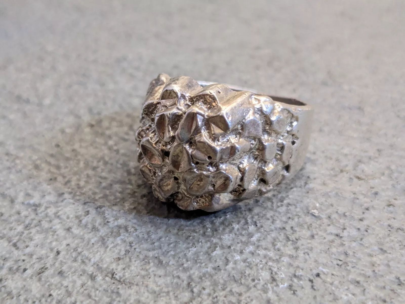Jewelry Vintage Sterling Silver Nugget 11 Modern Brutalist Dome Size ONE SIZE - 2 Thumbnail