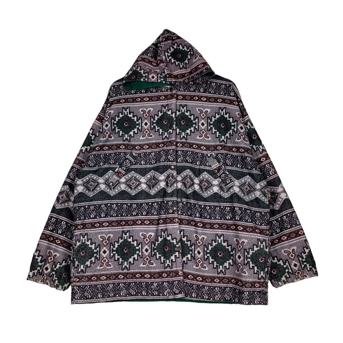 Vintage Native Navajo Overprint Reversible Hooded Jacket #0414-C19 Size US L / EU 52-54 / 3 - 1 Thumbnail
