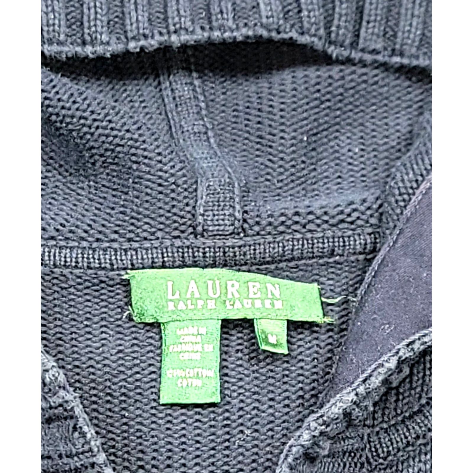 Ralph Lauren Lauren Ralph Lauren Cardigan Sweater Women M Blue Cable Knit Hooded Button Vintage 90s Accredited by 100% Cotton/All Seasons Size M / US 6-8 / IT 42-44 - 7 Thumbnail