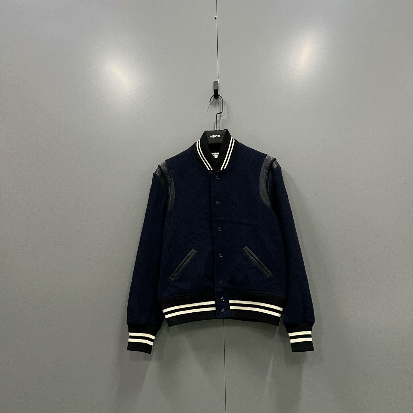 Saint Laurent Paris Saint Laurent Dark Blue Leather Sleeve Jacket Size US M / EU 48-50 / 2 - 1 Thumbnail
