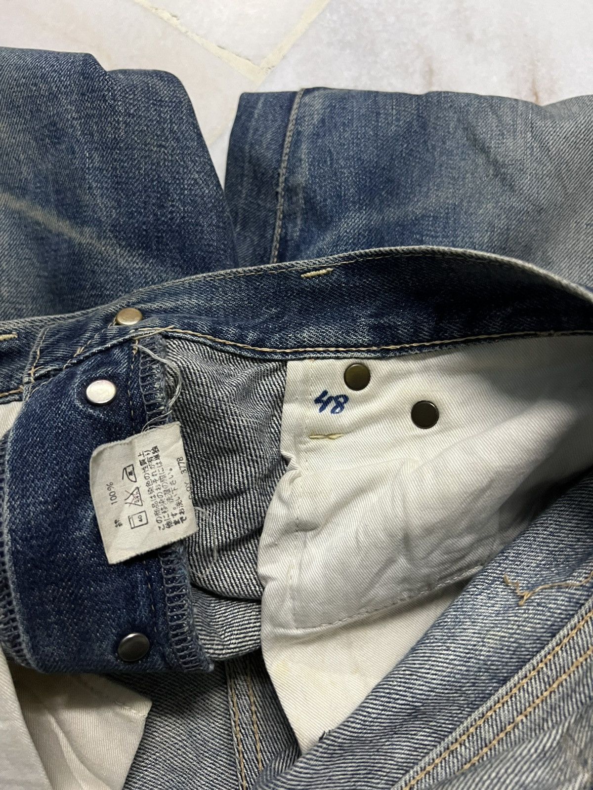 If Six Was Nine × Japanese Brand × Spellbound 💥90’s💥Vintage Spellbound Distress Selvedge Mud Wash Jeans Size US 31 - 23 Thumbnail