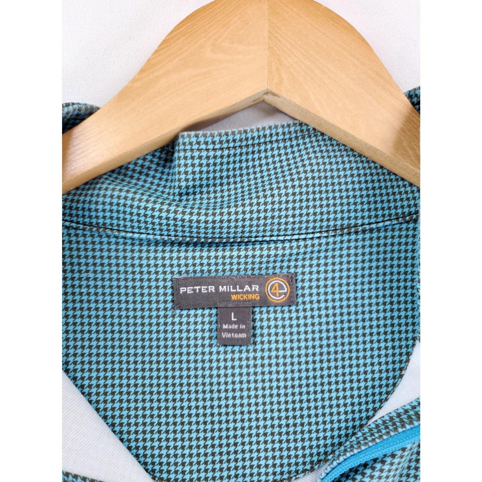 Peter Millar Peter Millar Houndstooth Perth 1/4 Zip Pullover Shirt Green Long Sleeve Mens L Size US L / EU 52-54 / 3 - 3 Thumbnail