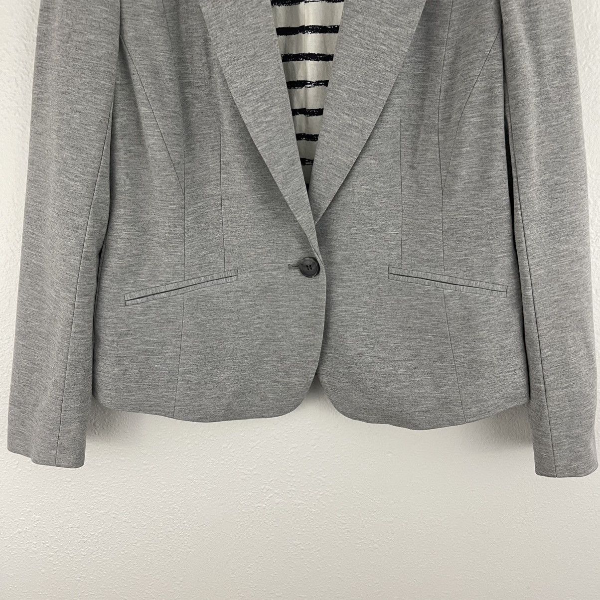 Loft LOFT Heathered Light Grey Classic-Fit Stretch Blazer Jacket Size M / US 6-8 / IT 42-44 - 4 Thumbnail