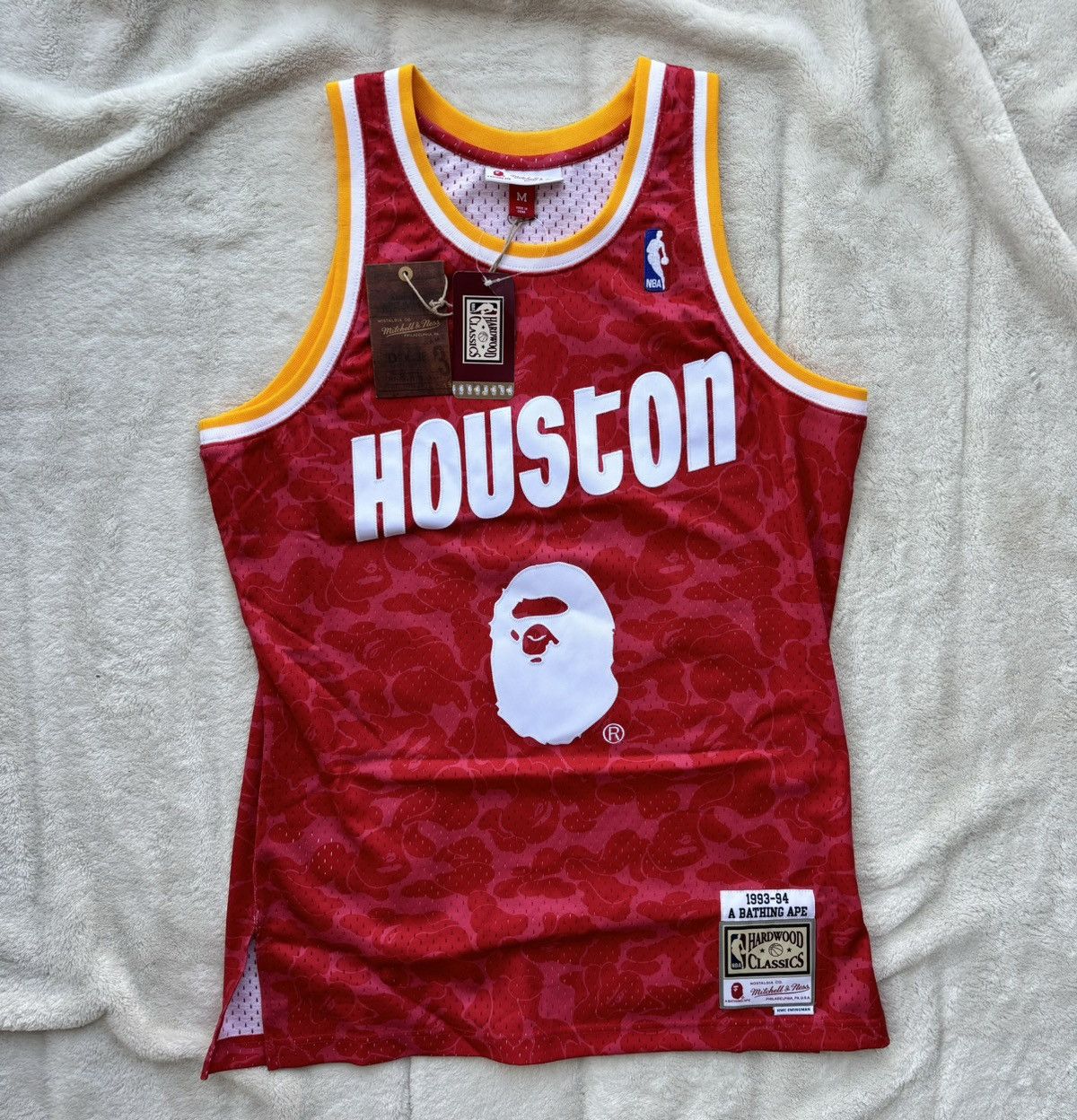 Bape Bape x Mitchell u0026 Ness x Rockets Jersey | Grailed