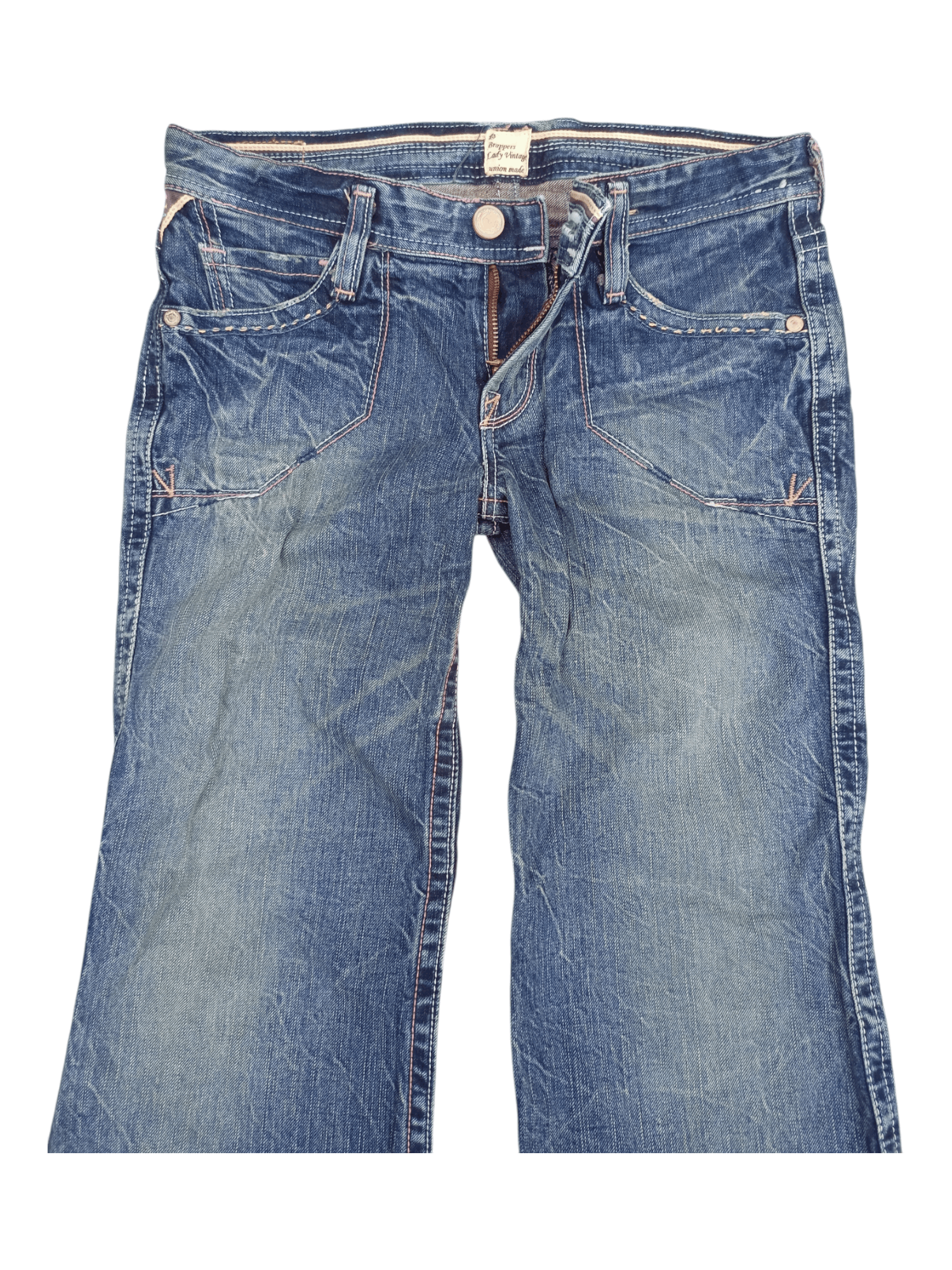 Japanese Brand Vintage Brappers Union Made Low Rise Flare Jeans Size 27" / US 4 / IT 40 - 3 Thumbnail