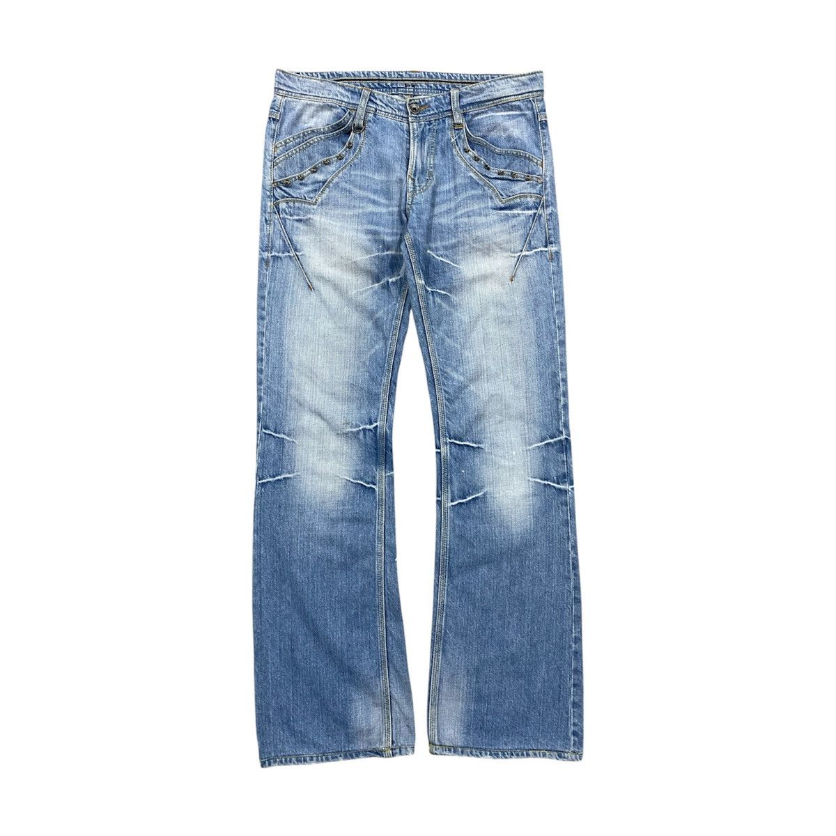 If Six Was Nine Nicole Club For Men Flared Studded Punk Style Jeans Denim Size US 34 / EU 50 - 1 Thumbnail
