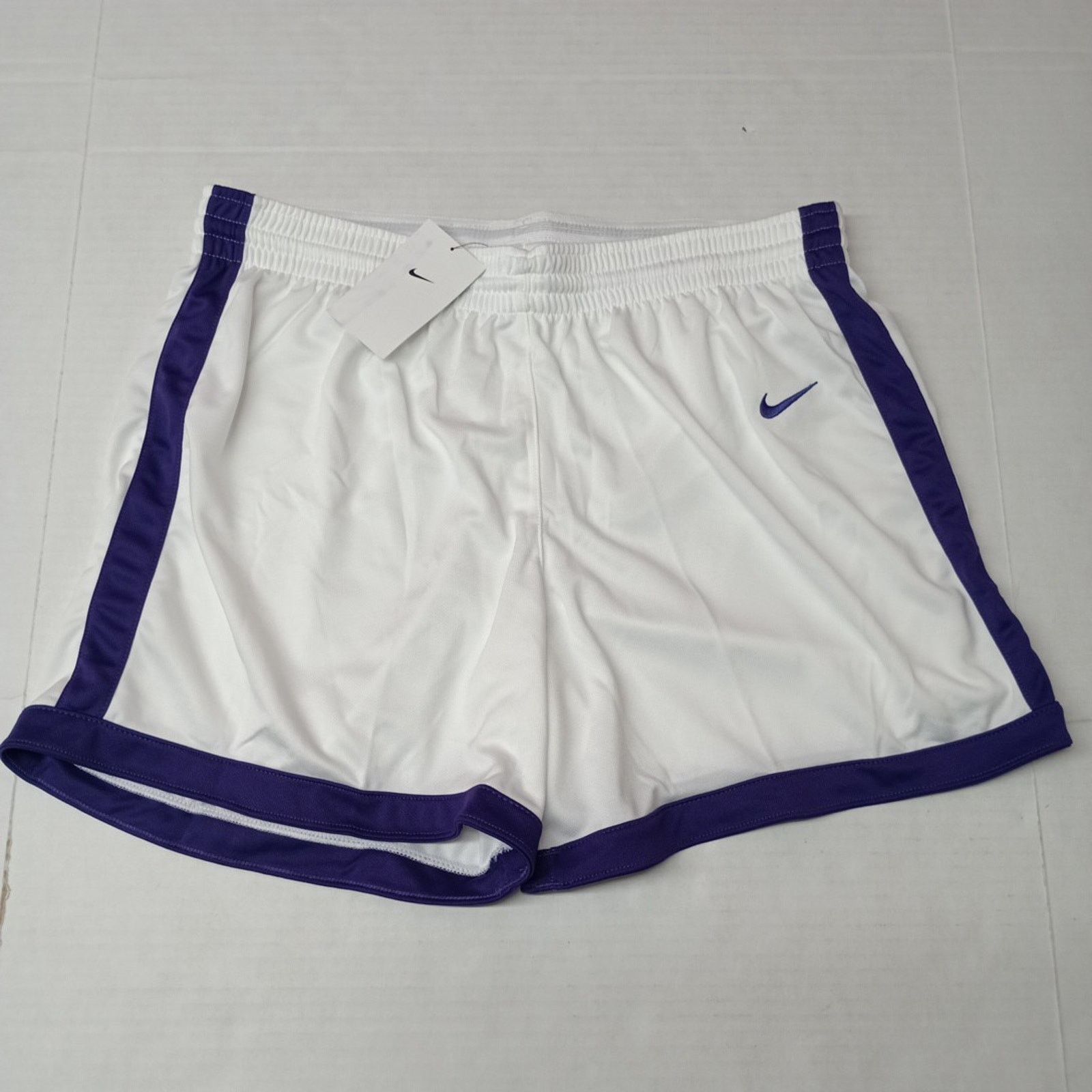 Nike Nike Team Dri-Fit Shorts Women's Size XL White Purple Trim Size 36" / US 14 / IT 50 - 1 Thumbnail