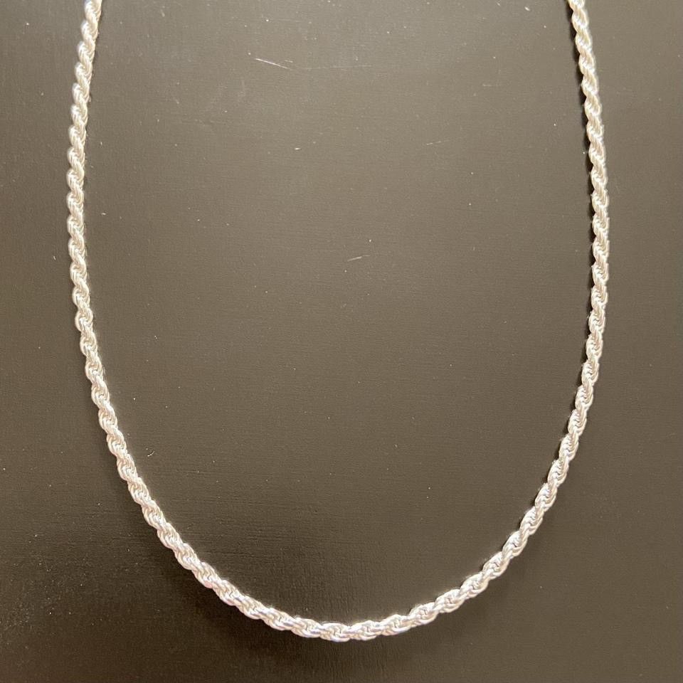 Sterling Silver Solid Silver Rope Chain Necklace 18in 2mm Size ONE SIZE - 4 Thumbnail