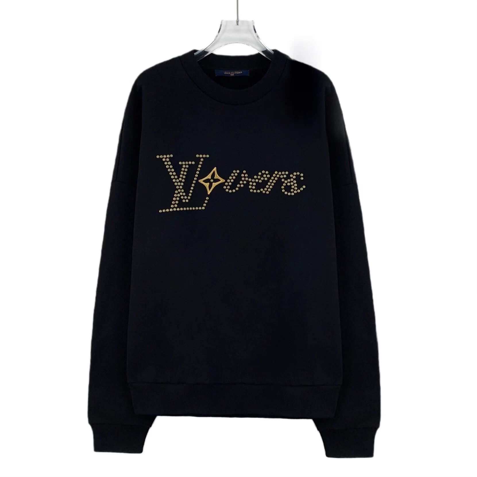 Louis Vuitton Black Logo Beaded Cotton Sweatshirt S