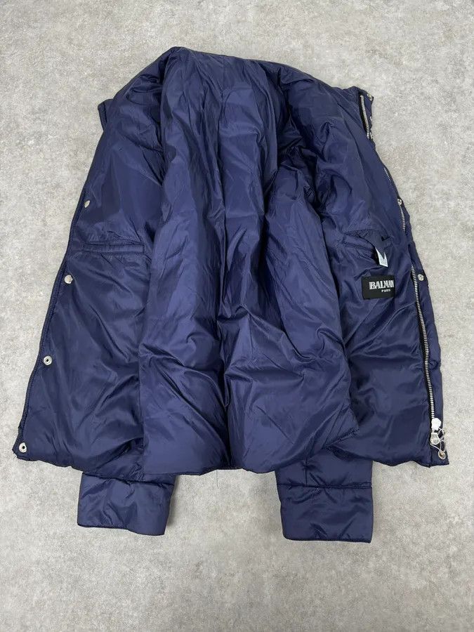Balmain 2010s Balmain Blue Leather Shoulder Patch Puffer Jacket Size US M / EU 48-50 / 2 - 7 Thumbnail