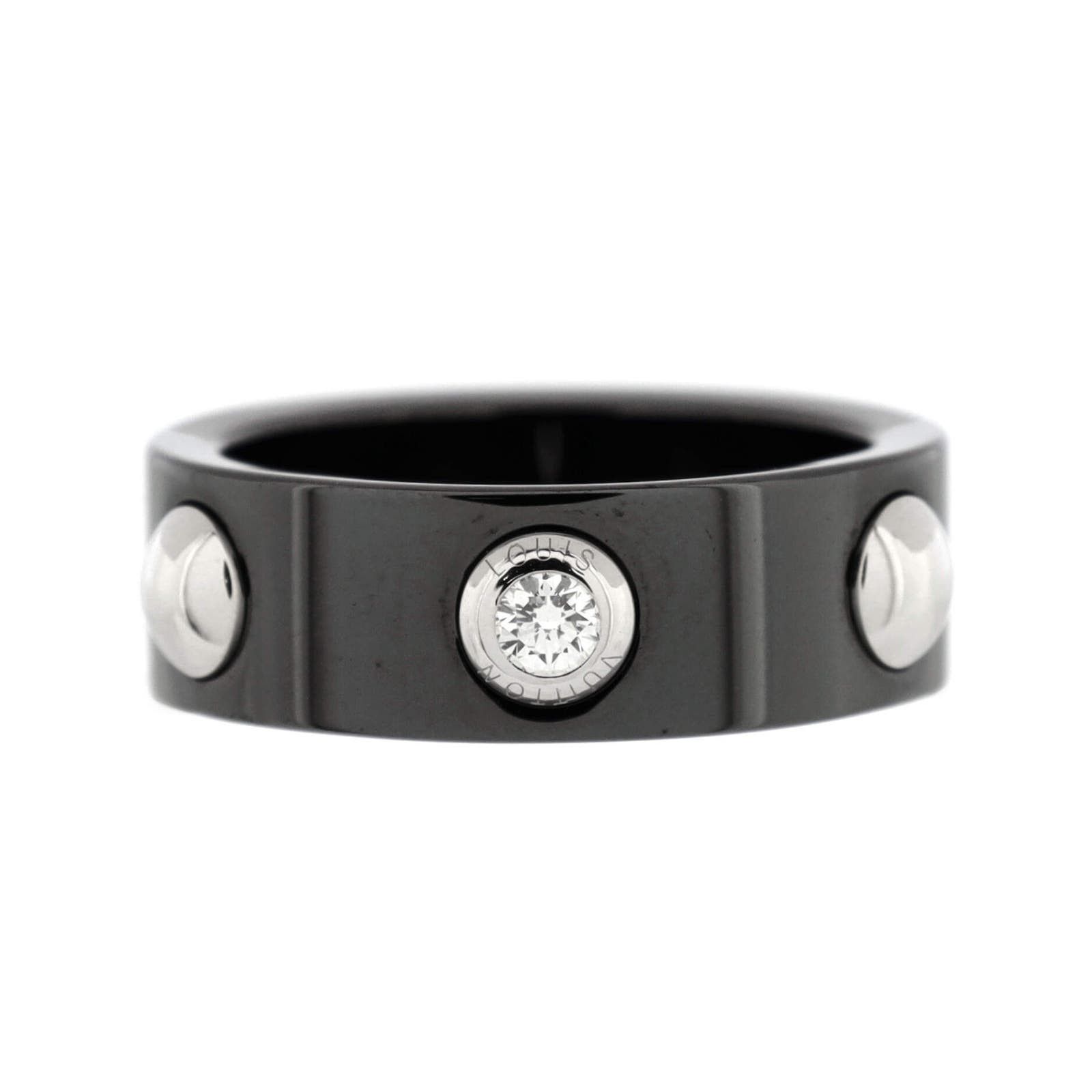 Petite Berg Crew Ring Ceramic with Platinum and Diamond None