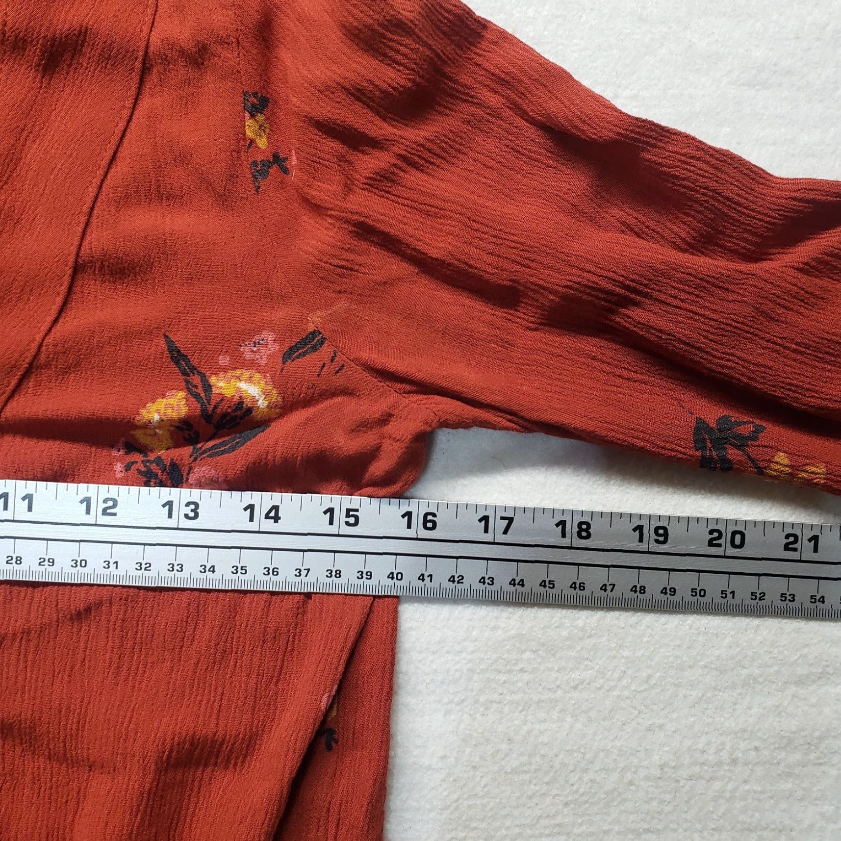 Mossimo MOSSIMO Blouse Shirt Women's Boho Tunic Long Sleeve Over Lay Orange Floral XS Lace Sheer 90s Inspired Size XS / US 0-2 / IT 36-38 - 5 Thumbnail